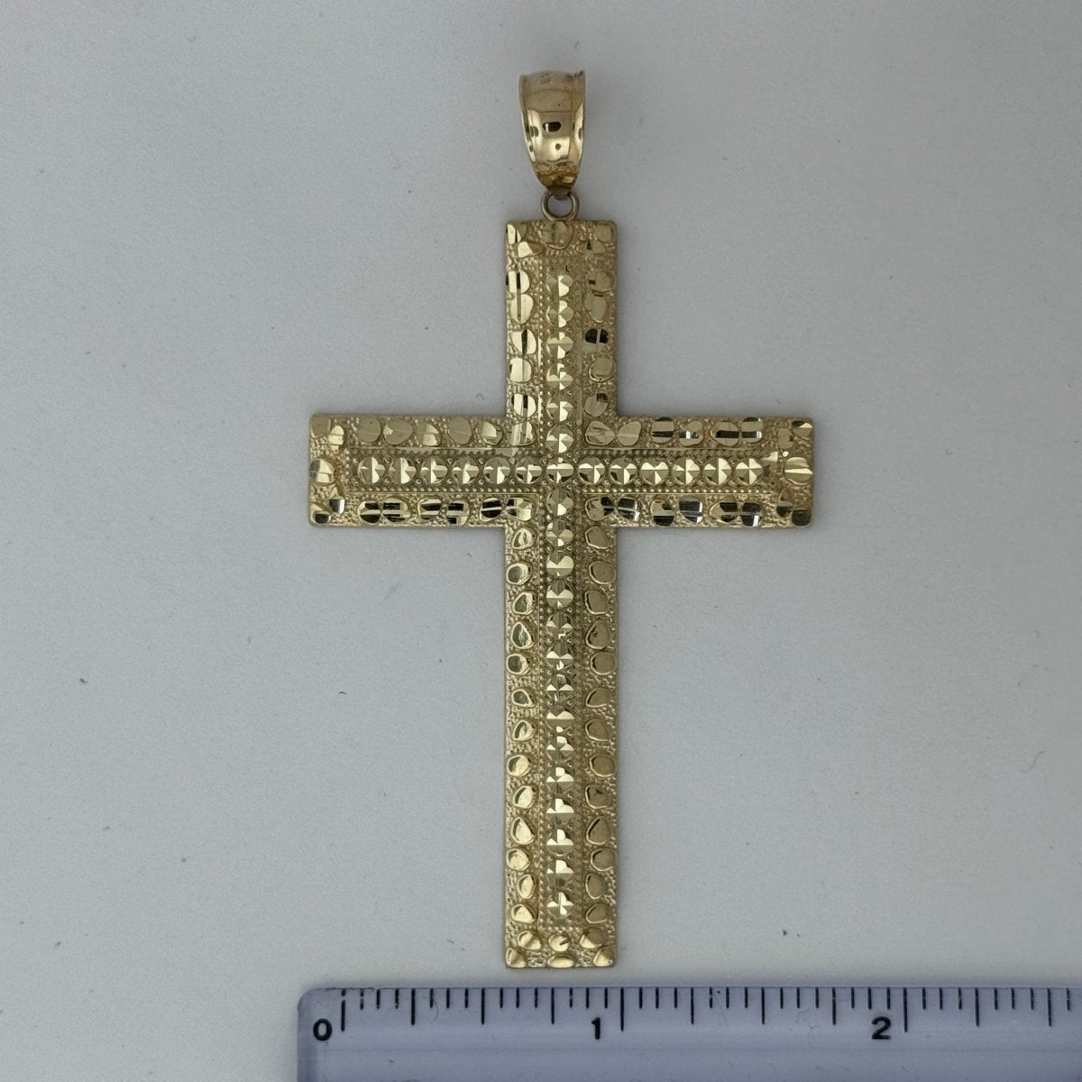 10KT Jesus Cross pendant Real Yellow Gold Diamond cut, 7.8 GRM, 6 mm Bail