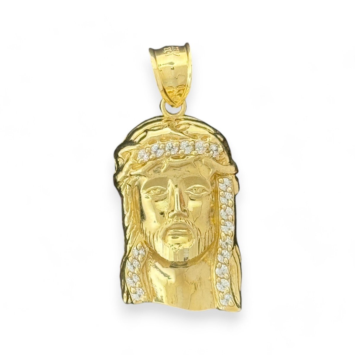 10KT Jesus Head Gold Pendant with Iced Details