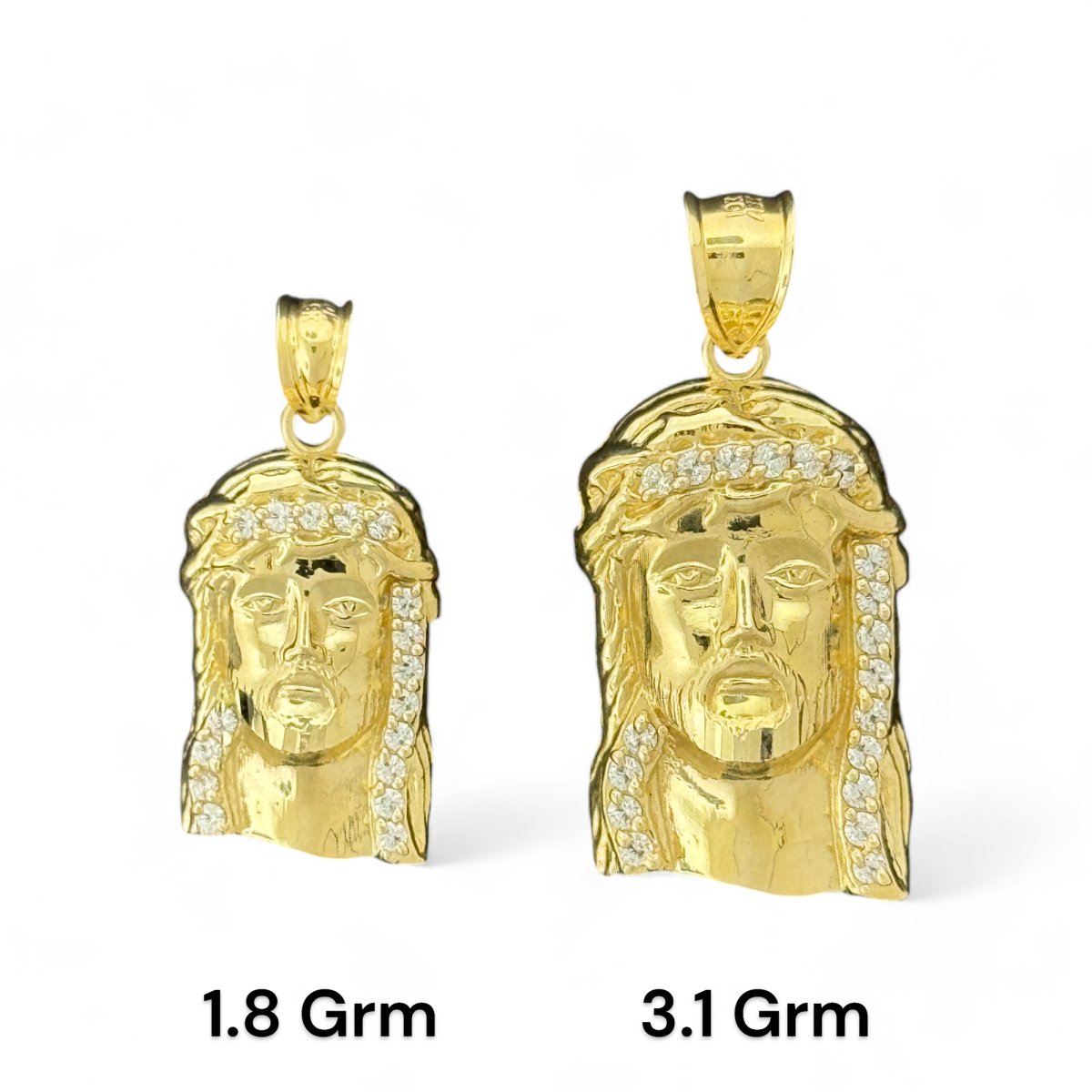 10KT Jesus Head Gold Pendant with Iced Details