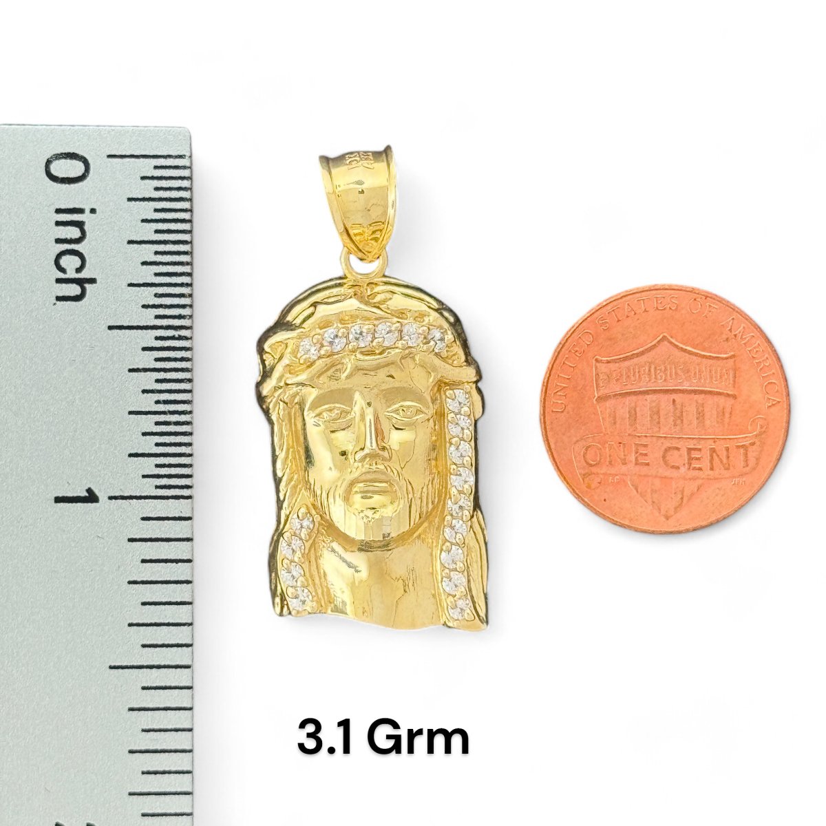 10KT Jesus Head Gold Pendant with Iced Details