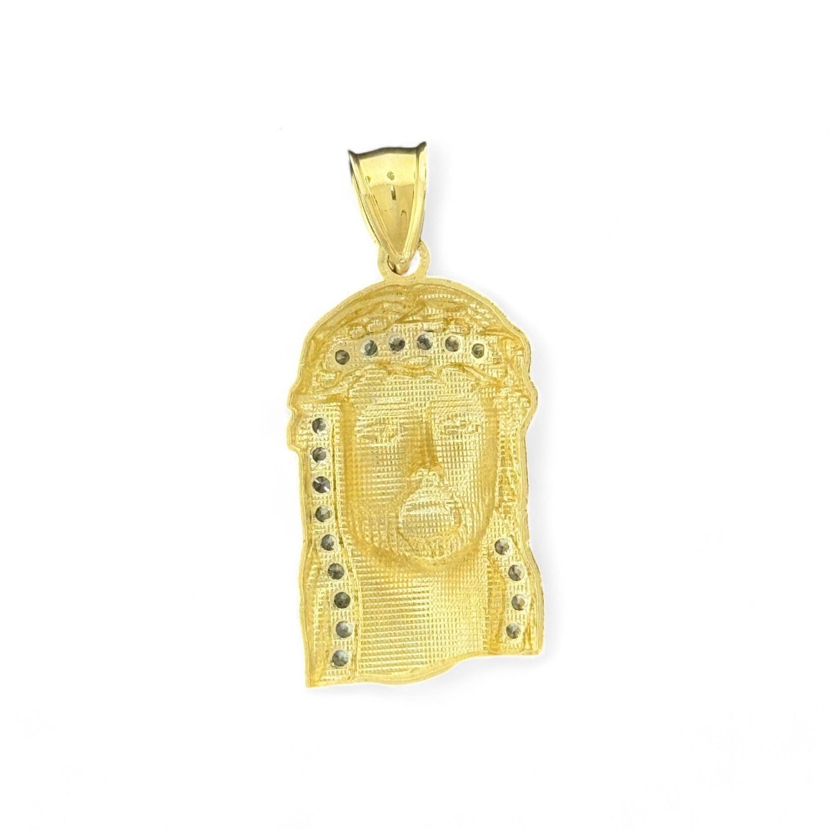 10KT Jesus Head Gold Pendant with Iced Details