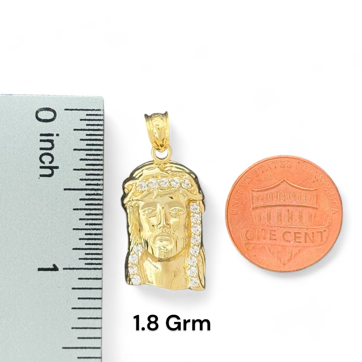 10KT Jesus Head Gold Pendant with Iced Details