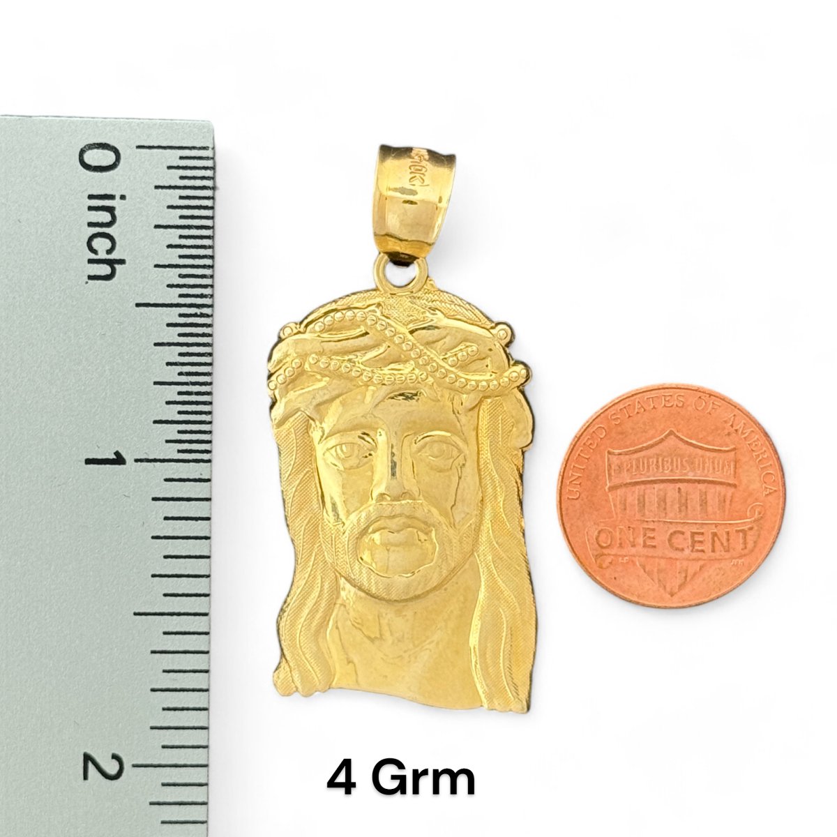 10KT Jesus with Crown of Thorns Gold Pendant