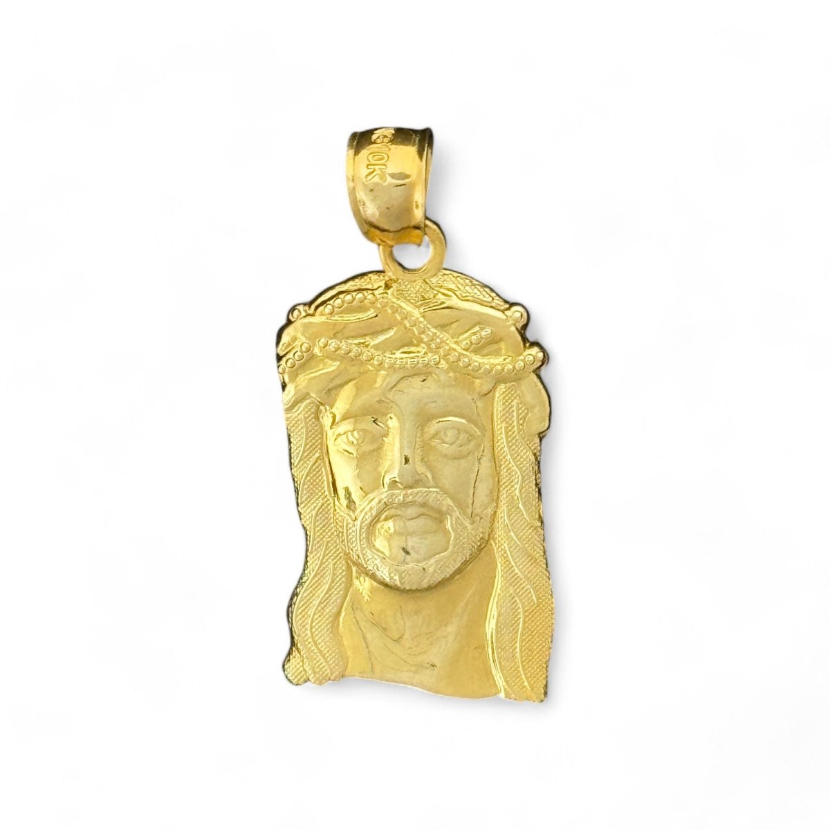 10KT Jesus with Crown of Thorns Gold Pendant