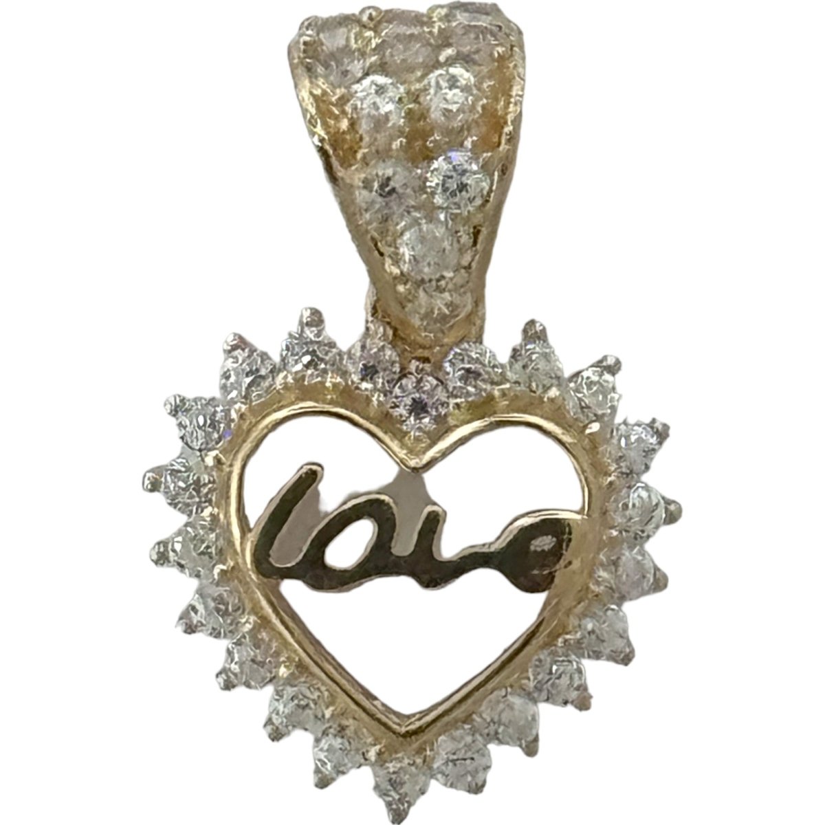10KT Love Heart Gold Pendant, 0.9 GRM, 1.5 mm Bail
