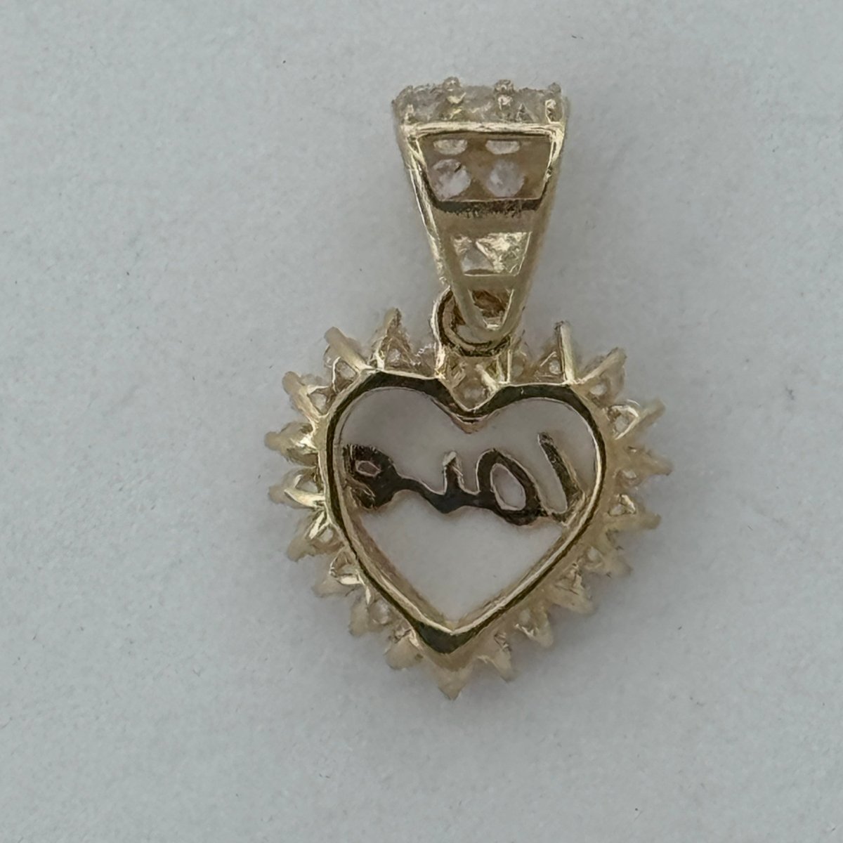 10KT Love Heart Gold Pendant, 0.9 GRM, 1.5 mm Bail