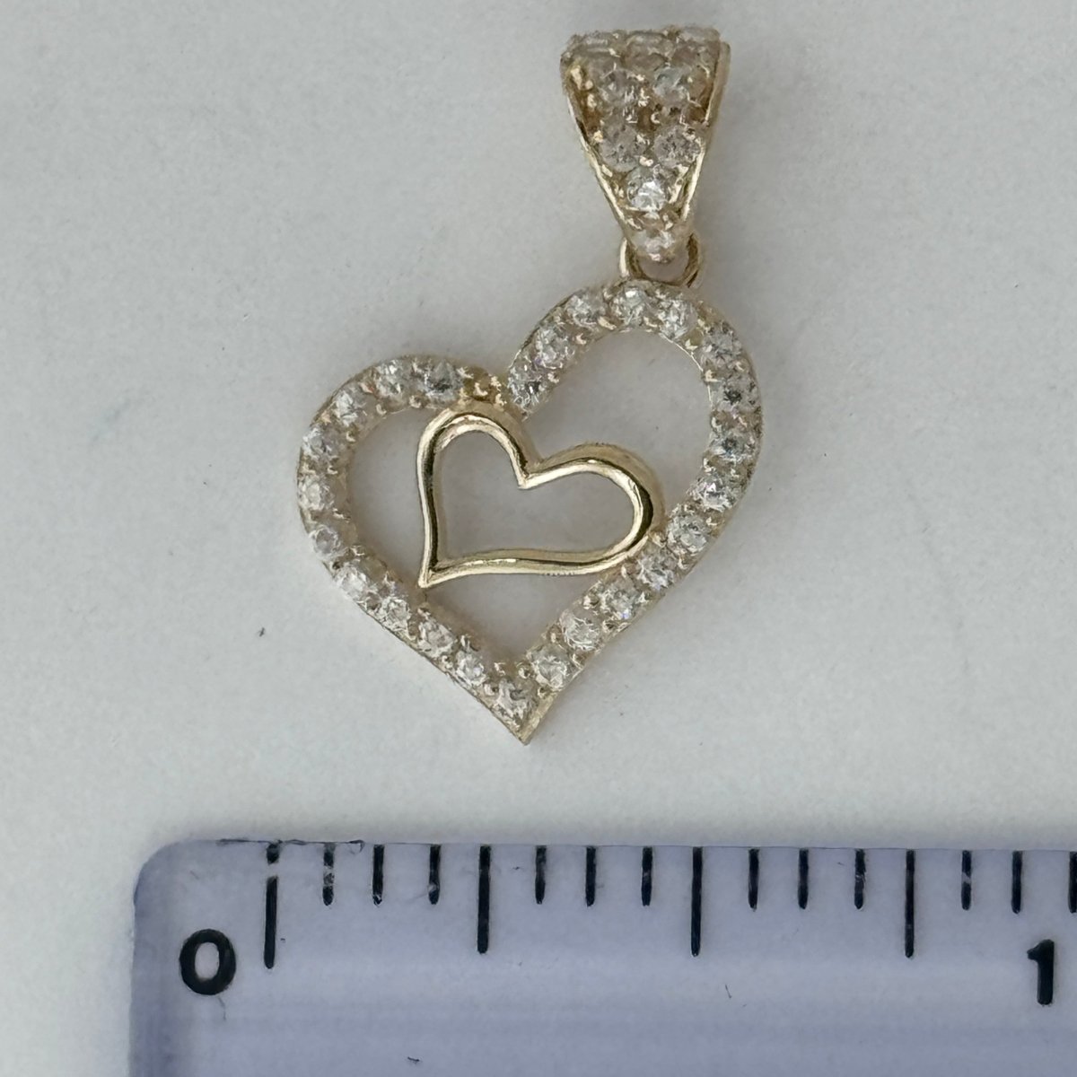 10KT Love Heart Gold Pendant, 0.9 GRM, 1.5 mm Bail
