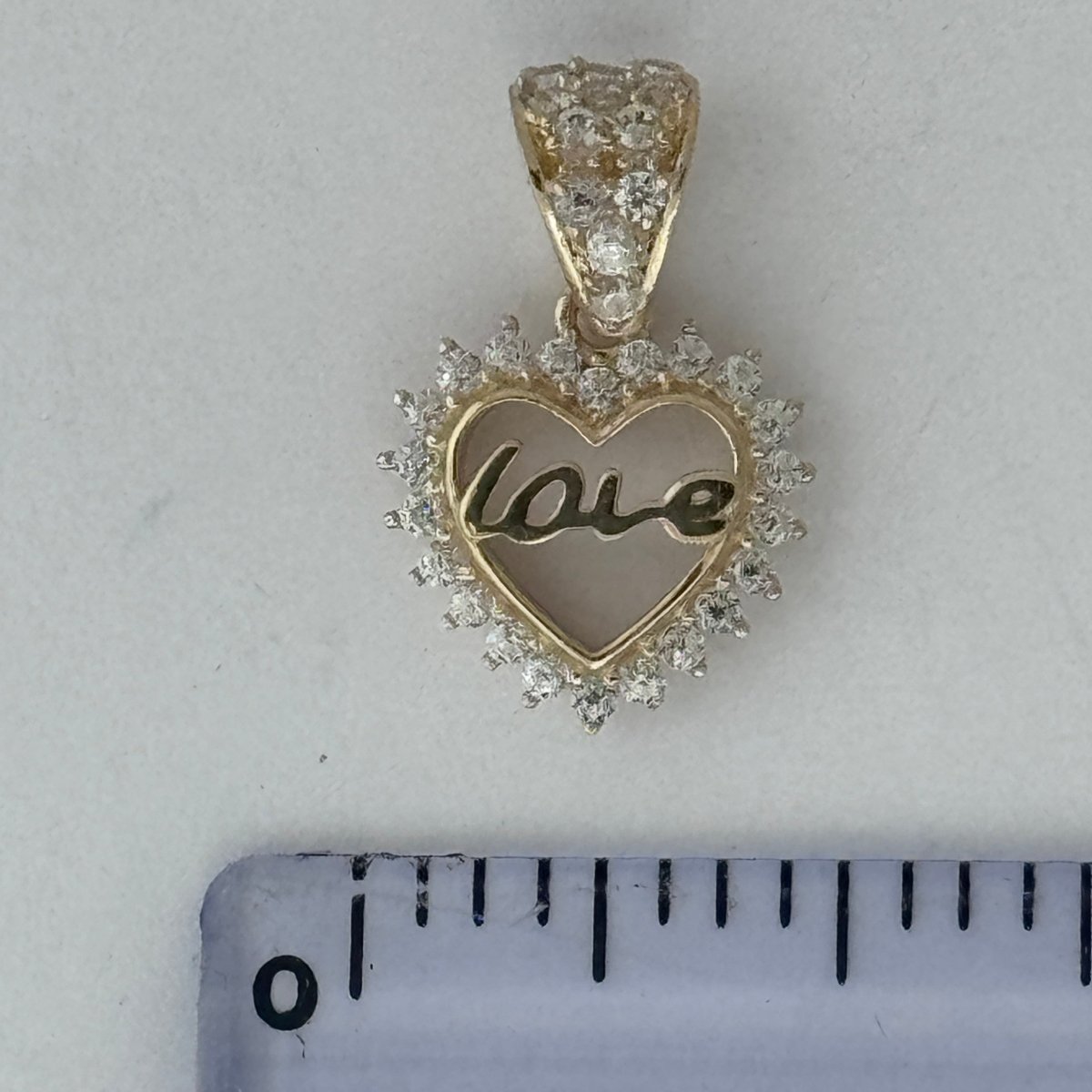 10KT Love Heart Gold Pendant, 0.9 GRM, 1.5 mm Bail