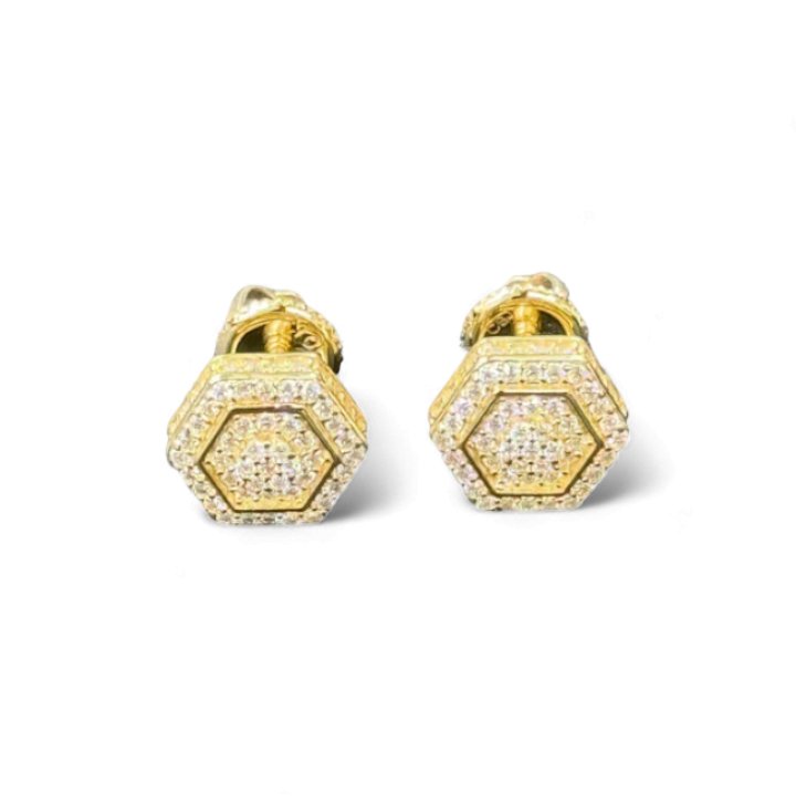 10KT Moissanite Hexagon Stud Earrings