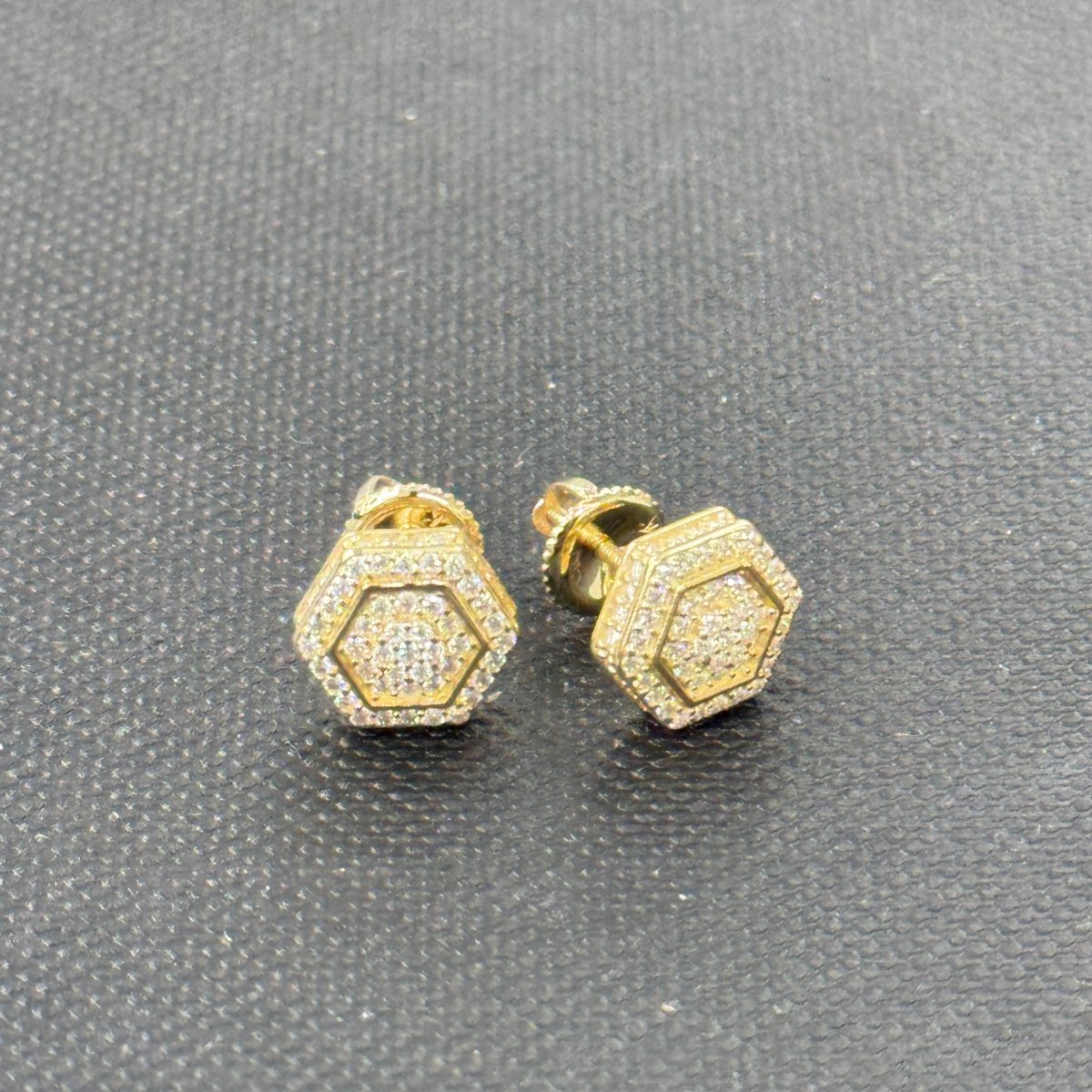 10KT Moissanite Hexagon Stud Earrings