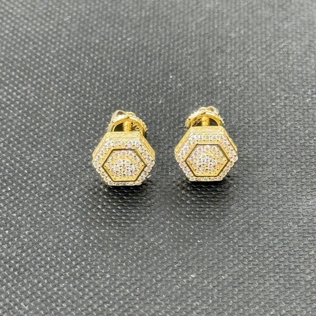 10KT Moissanite Hexagon Stud Earrings