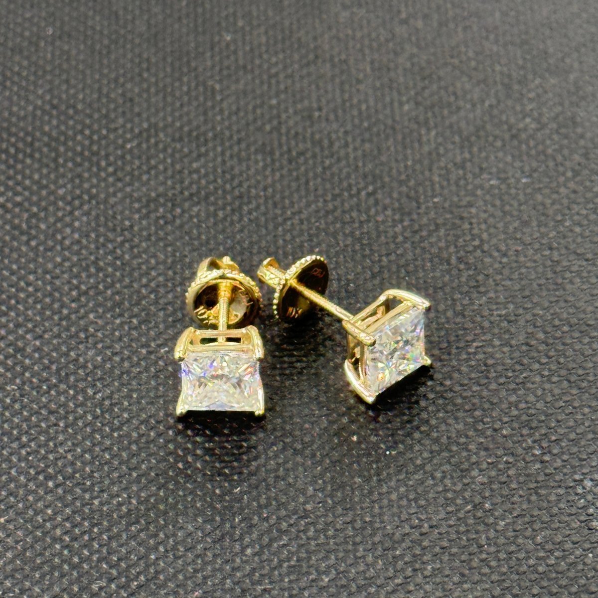 10KT Moissanite Square Earring - 0.3CT, 0.5CT, 1CT, 2CT