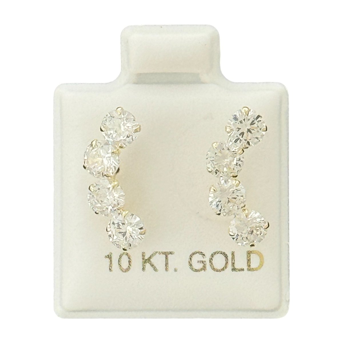 10KT Multi - Stone Climber Stud Gold Earrings