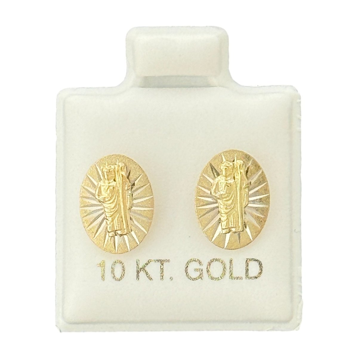 10KT Oval Saint Jude Gold Earrings