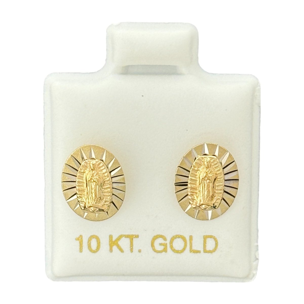 10KT Oval Virgin Mary Gold Earrings