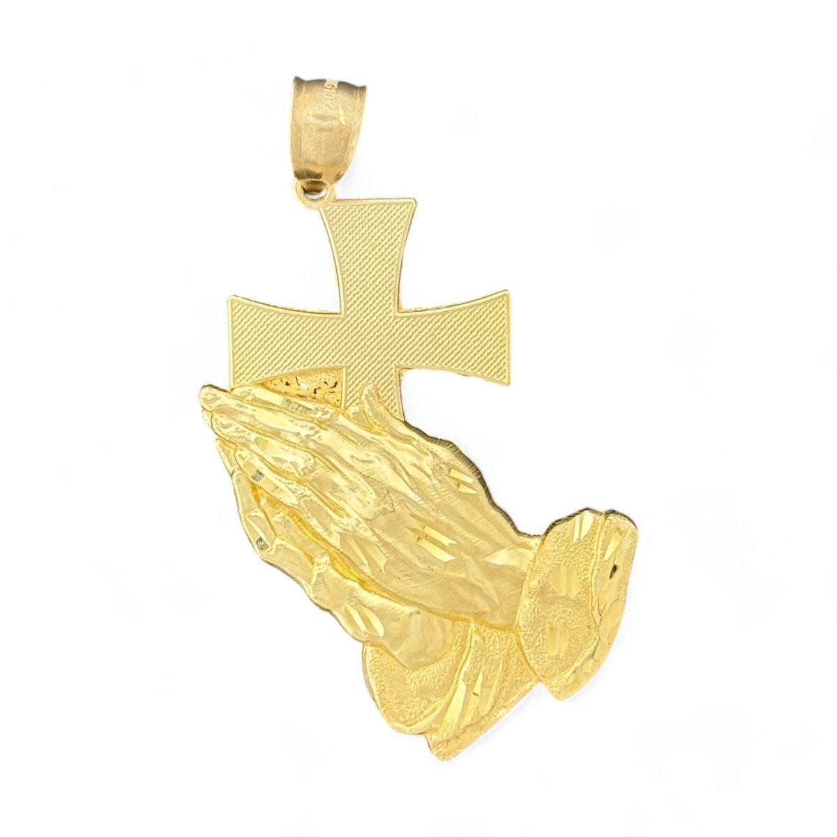 10KT Praying Hands with Cross Gold Pendant - 6.5 Grm