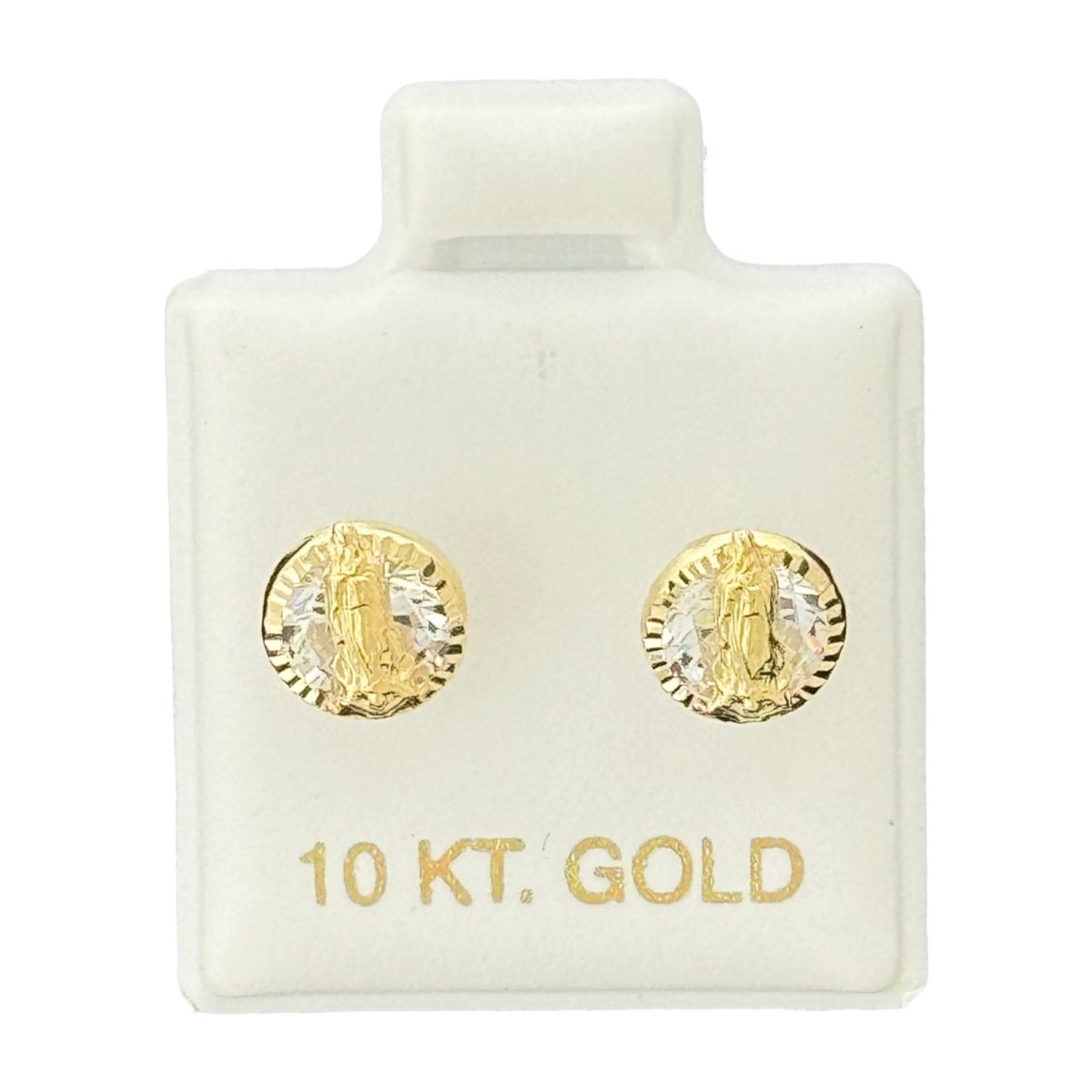 10KT Round Virgin Mary Gold Earrings