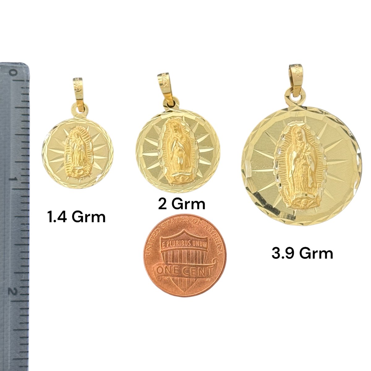 10KT Round Virgin Mary Pendants