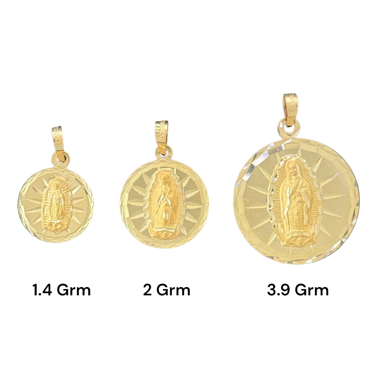 10KT Round Virgin Mary Pendants