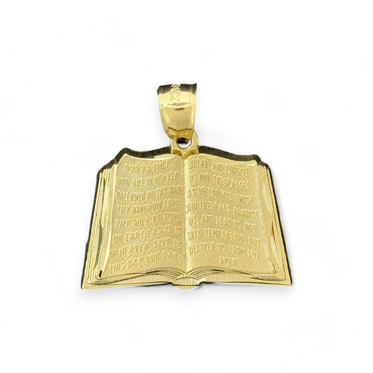 10KT Small Bible Gold Pendant with Engraved Text - 2.32 Grm