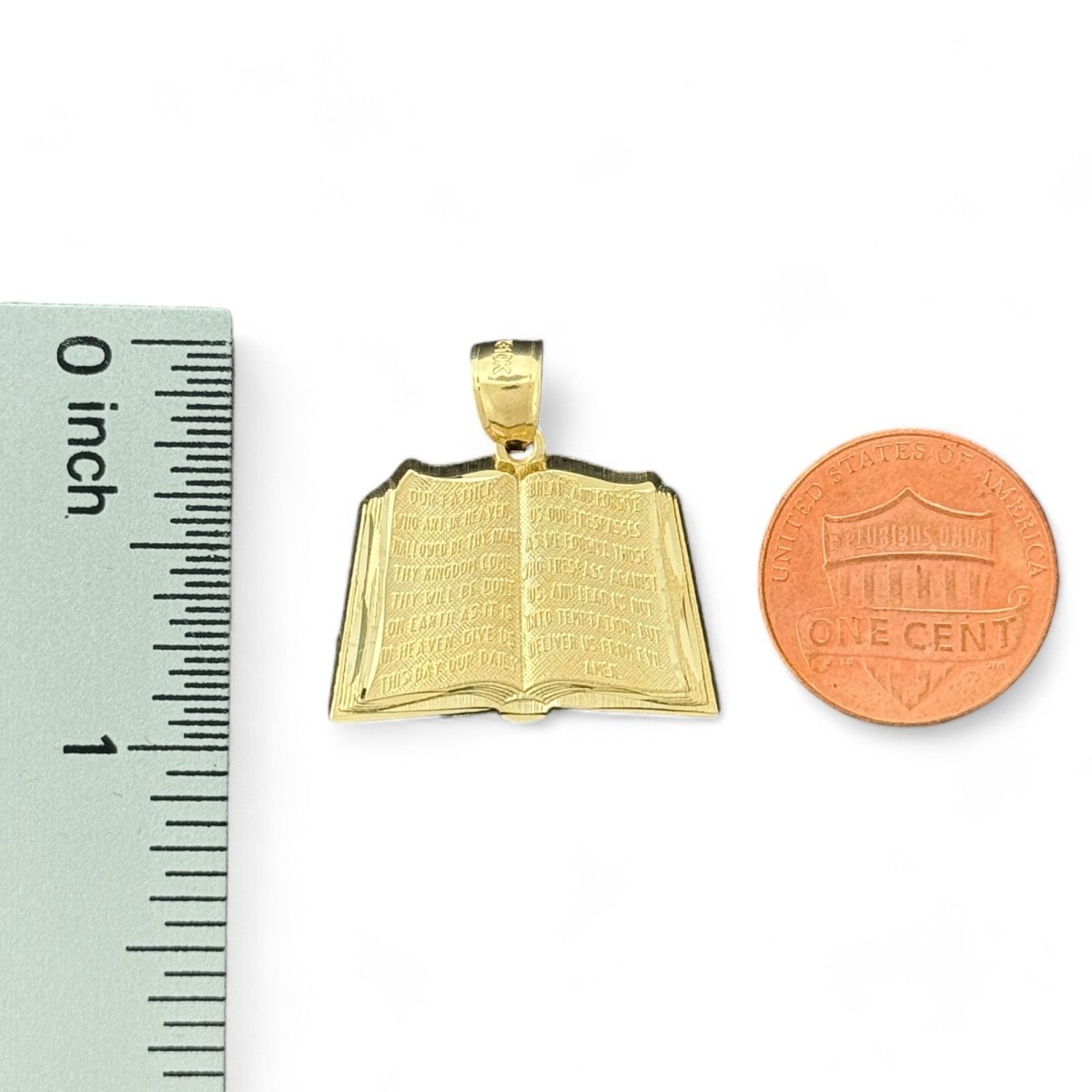 10KT Small Bible Gold Pendant with Engraved Text - 2.32 Grm