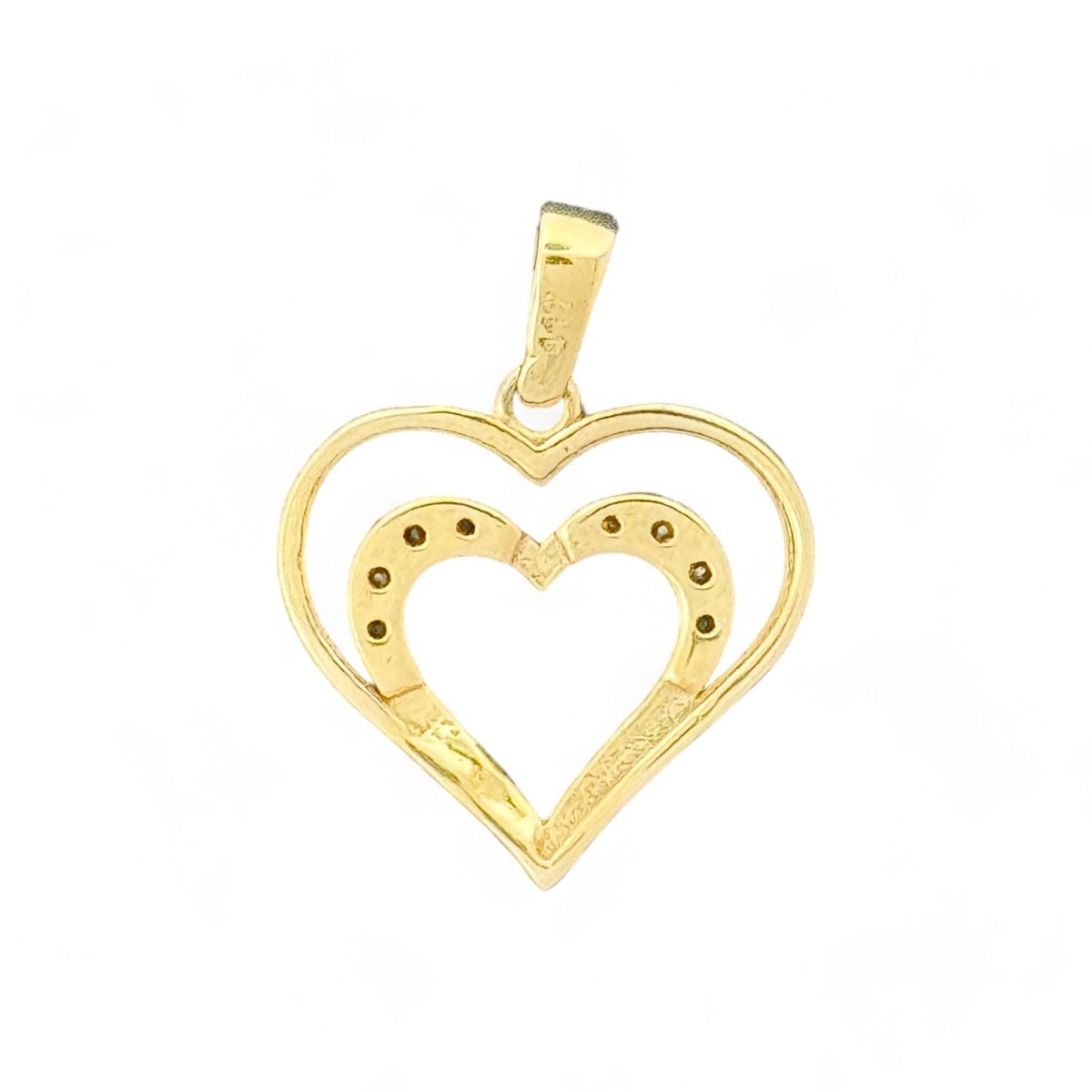 10kt Small Double Heart Gold Pendant - 0.6 Grm