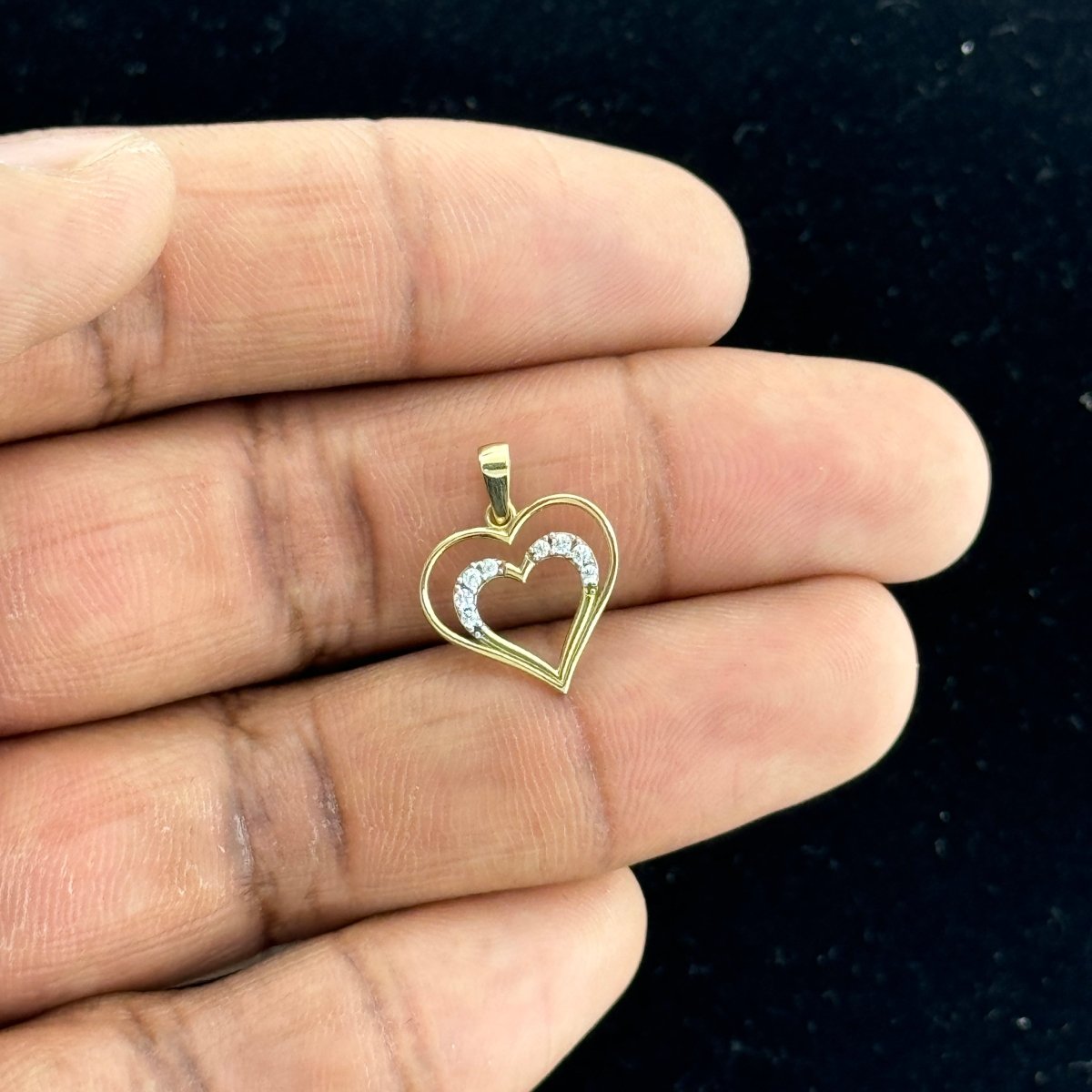 10kt Small Double Heart Gold Pendant - 0.6 Grm