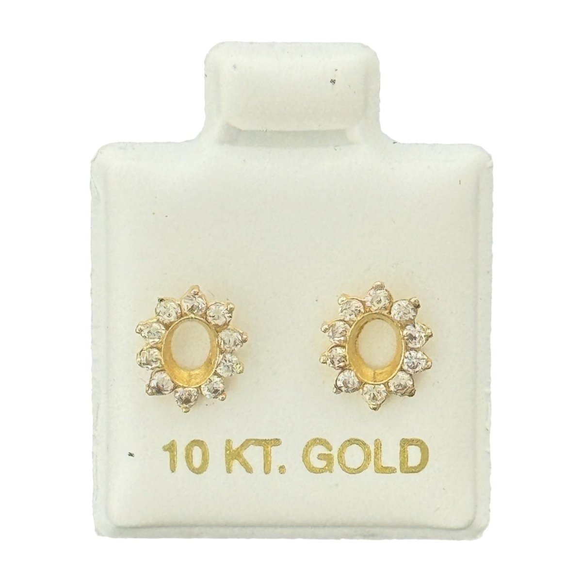 10KT Sunflower CZ Stud Gold Earrings