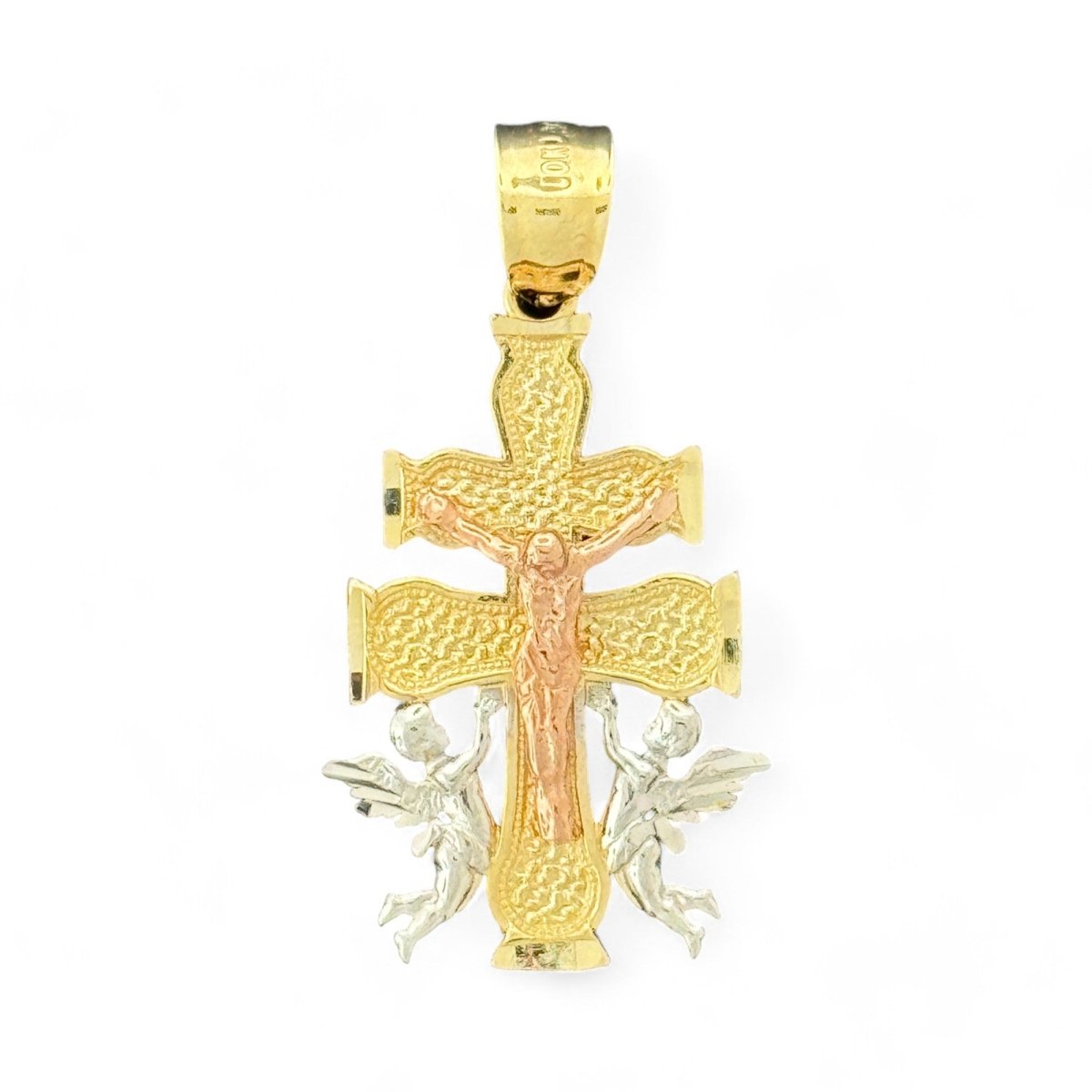 10KT Tri Color Gold Caravaca Cross Pendant