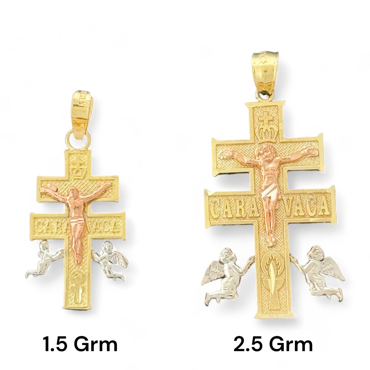 10KT Tri Color Gold Caravaca Cross Pendant