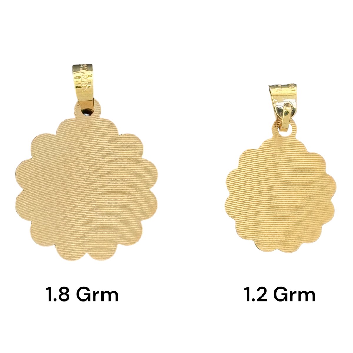 10KT Tri - Color Gold Scalloped Oval Virgin Mary Pendants