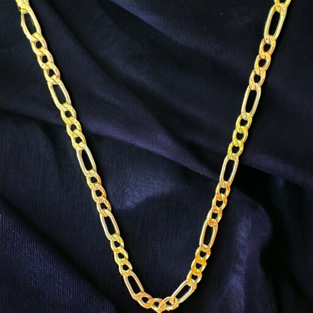 10KT Tricolor Hollow Figaro Necklace