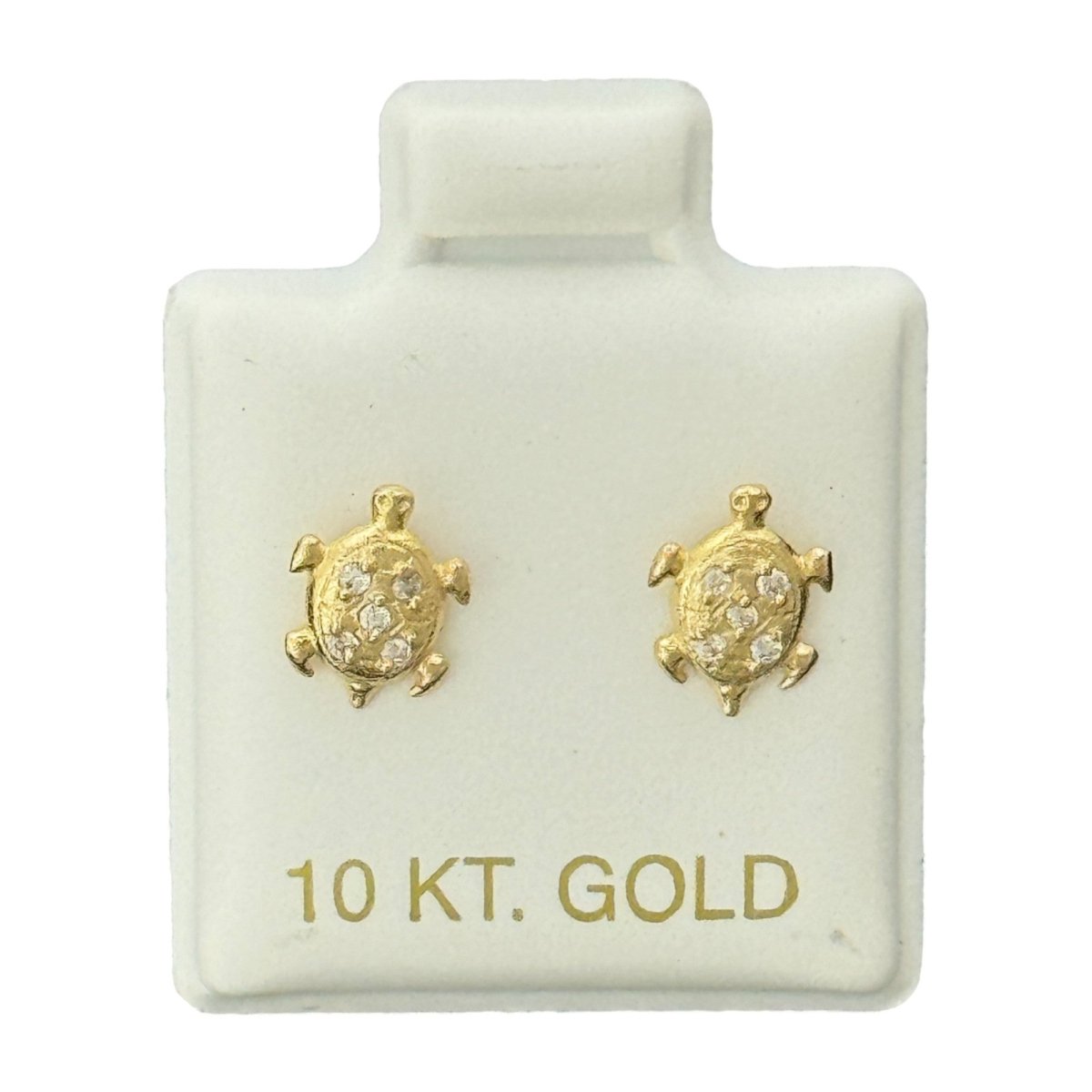 10KT Turtle CZ Stud Gold Earrings