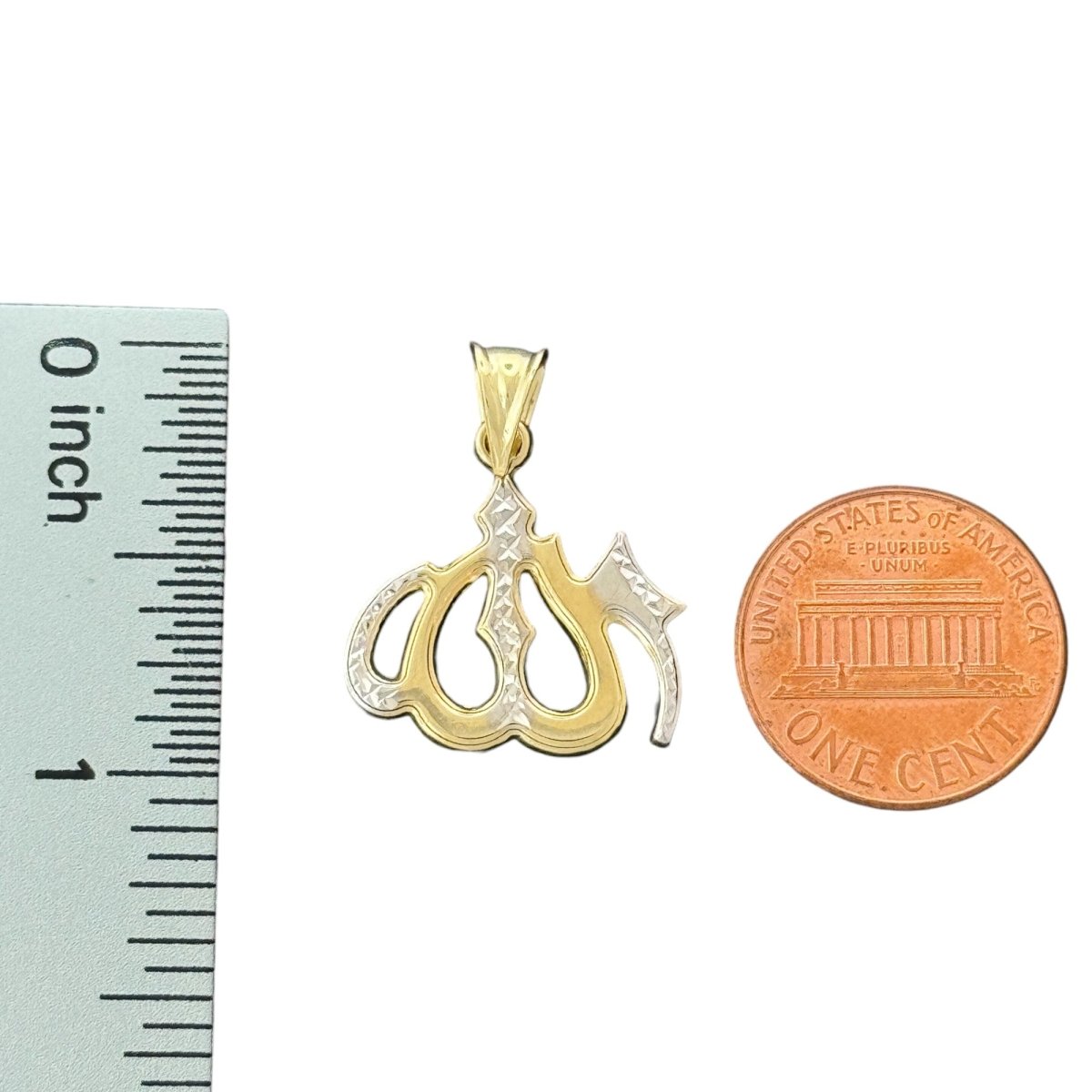 10KT Two Tone Gold Allah Pendant