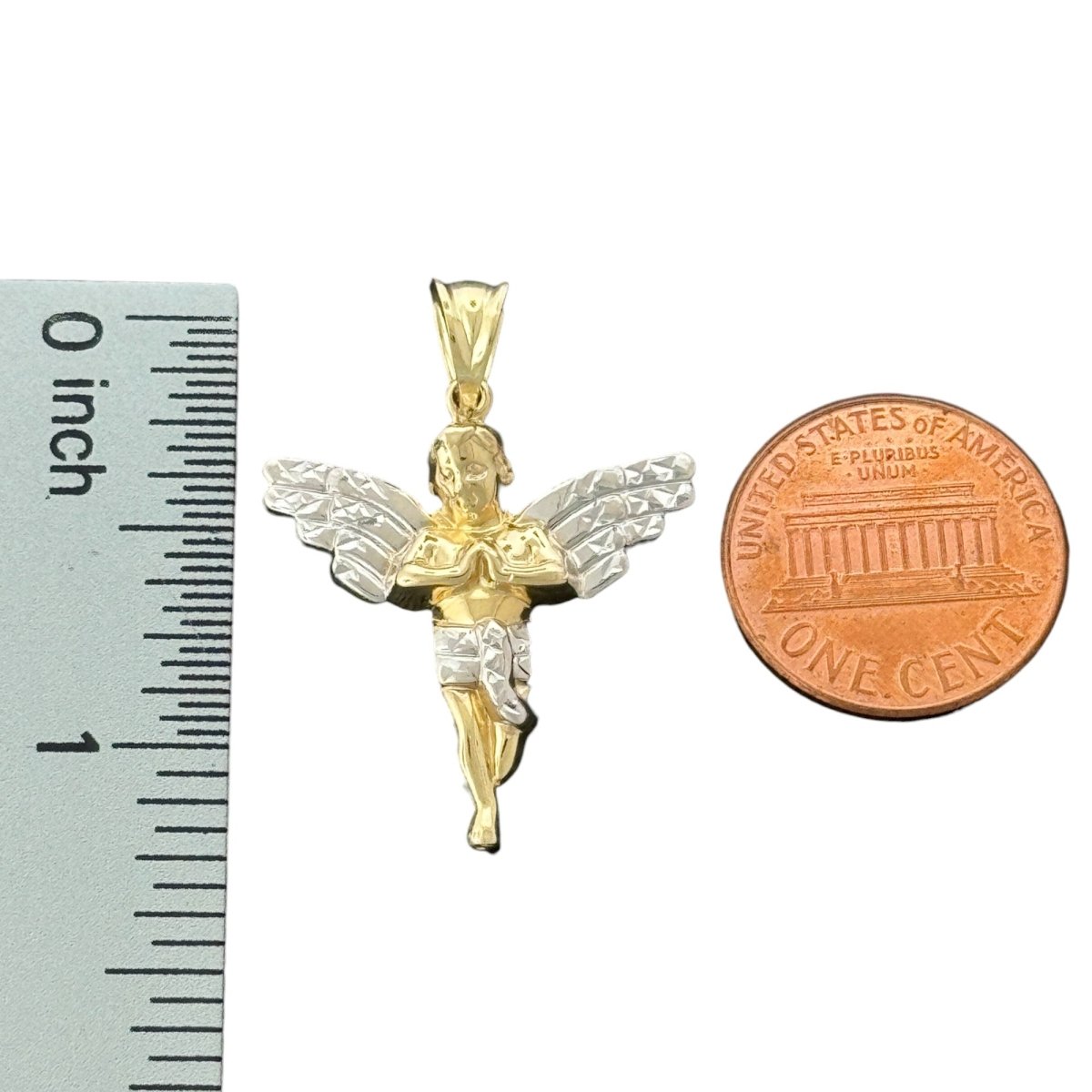 10KT Two Tone Gold Angel Pendant
