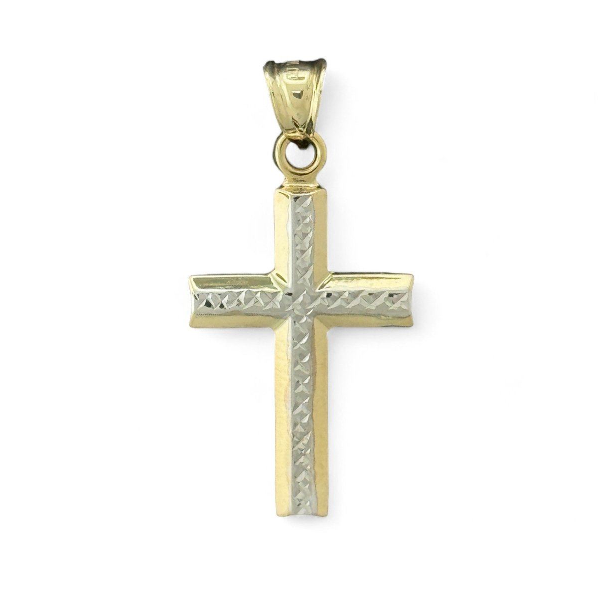 10KT Two - Tone Gold Cross Pendant