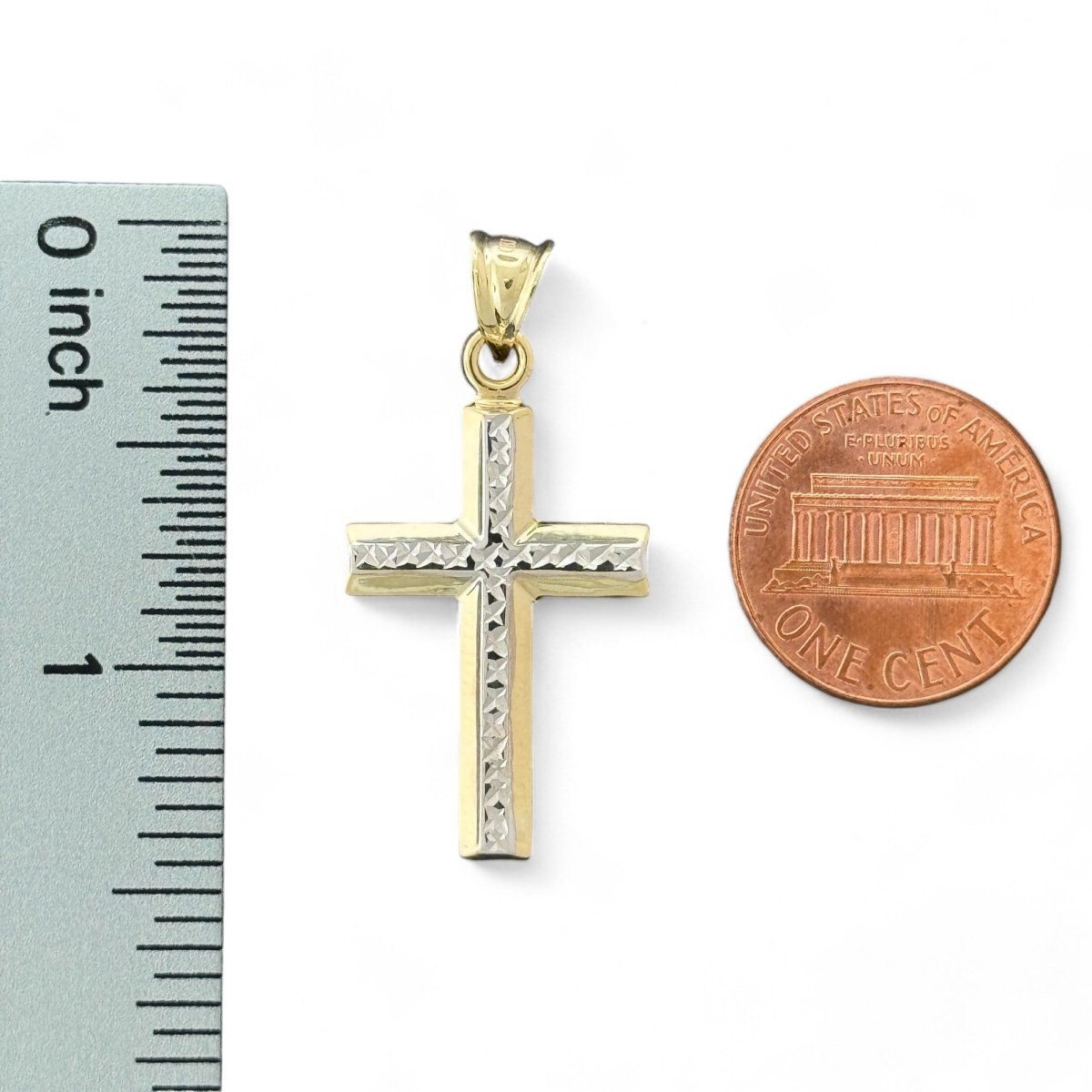 10KT Two - Tone Gold Cross Pendant