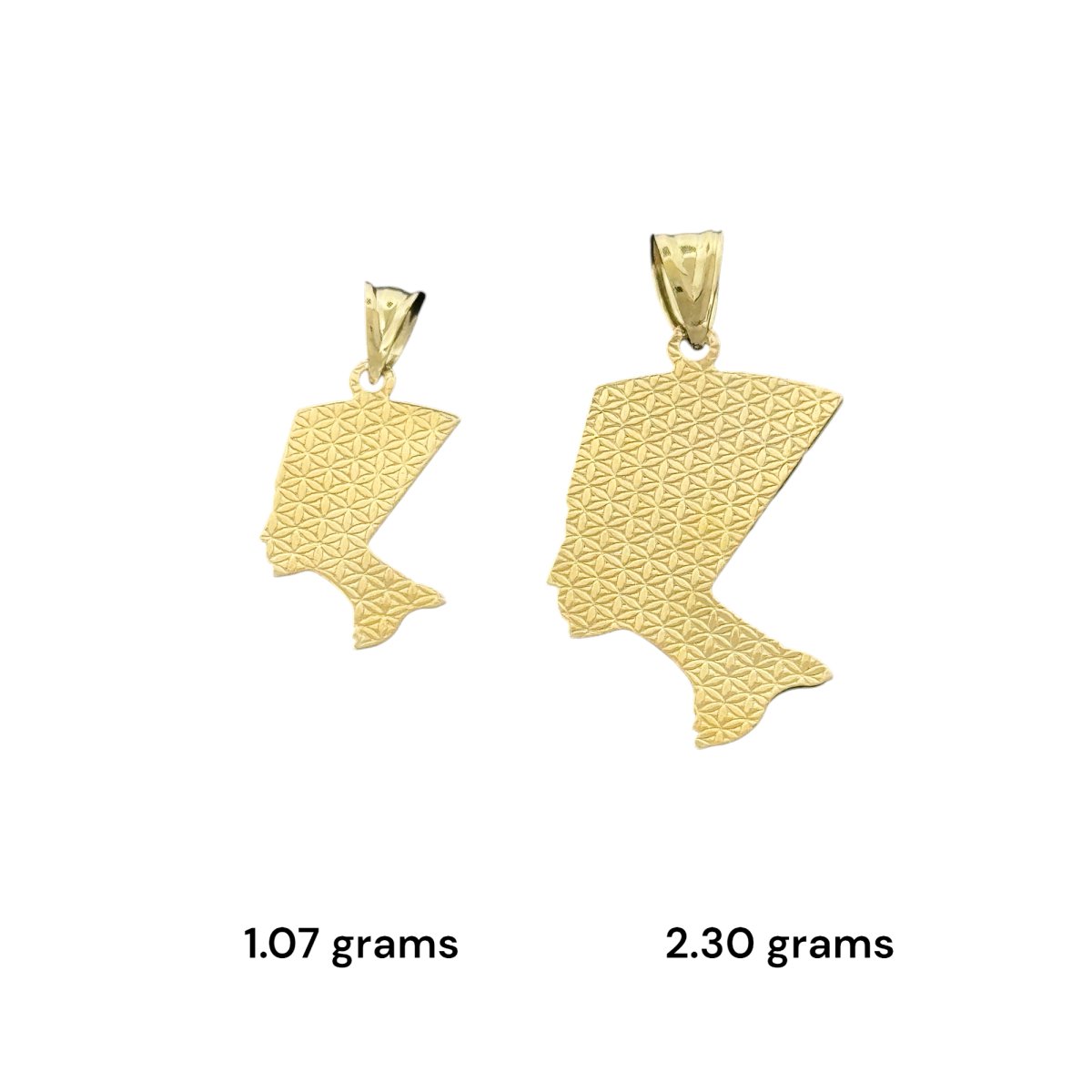 10KT Two Tone Gold Egyptian Queen Nefertiti Head Pendant