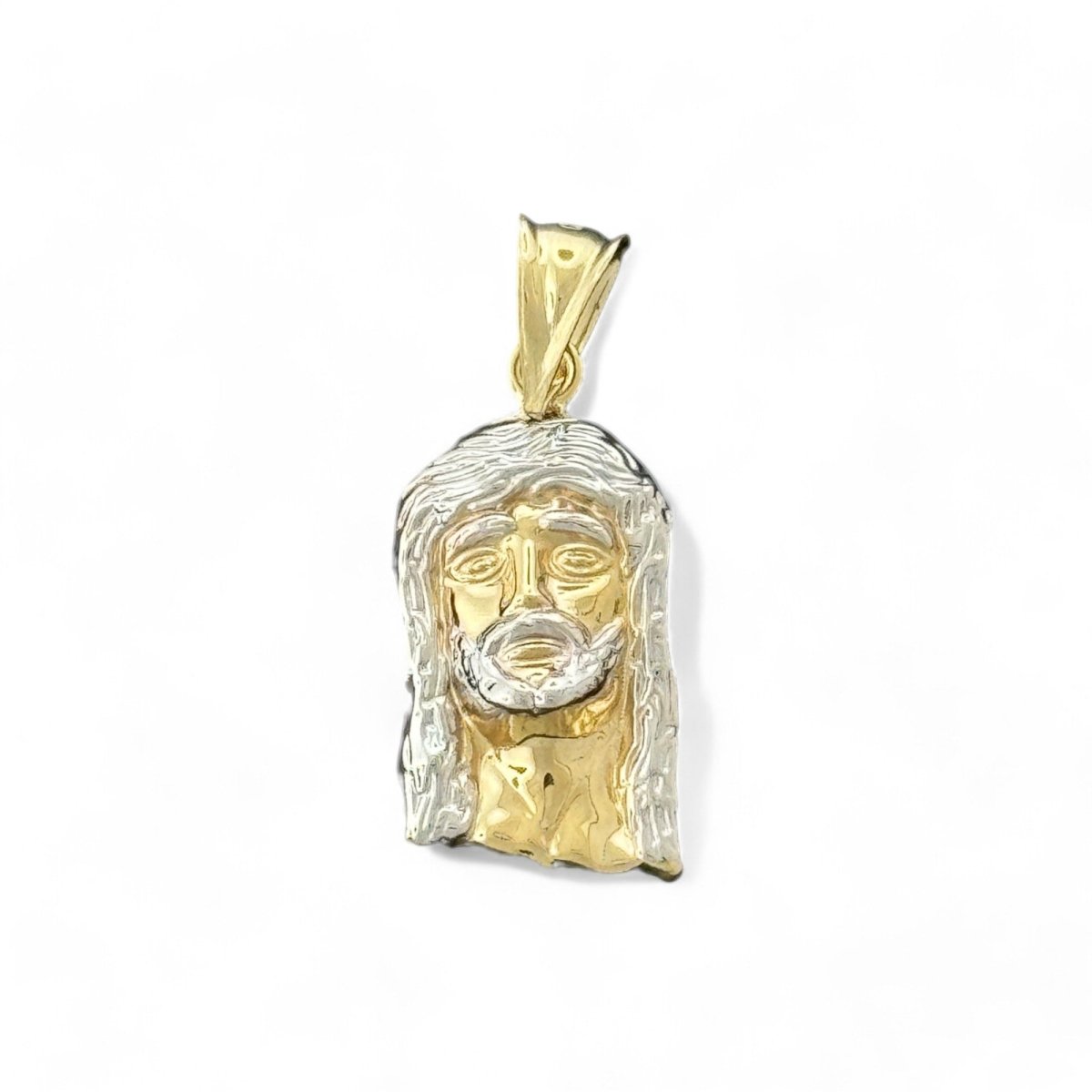 10KT Two Tone Gold Jesus Face Pendant