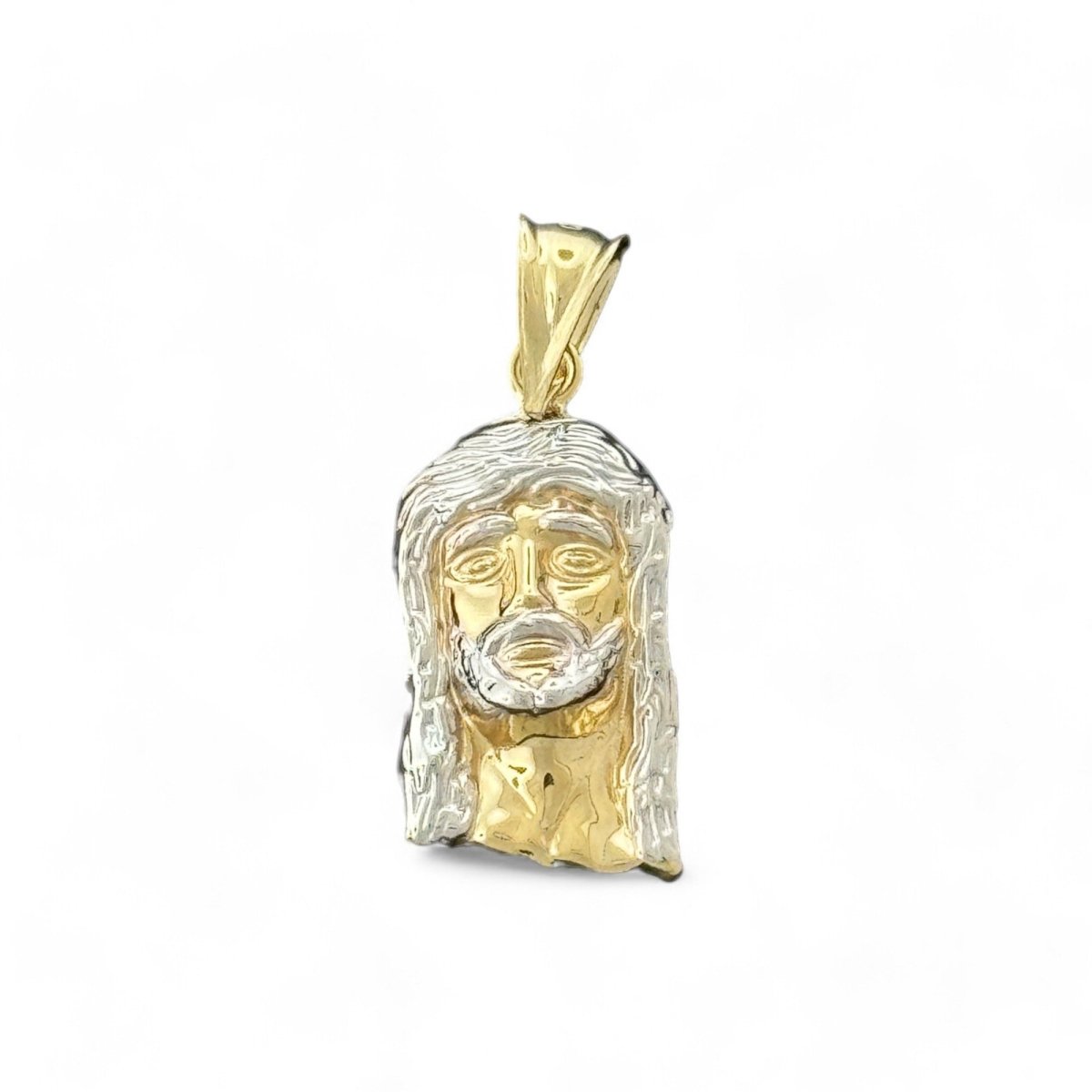 10KT Two Tone Gold Jesus Face Pendant