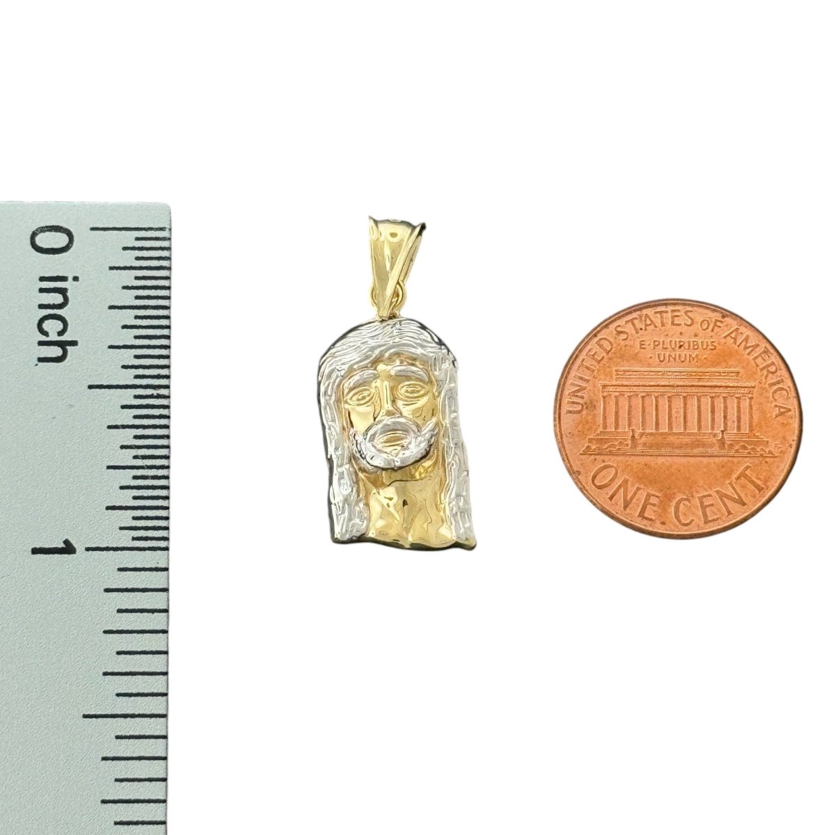 10KT Two Tone Gold Jesus Face Pendant