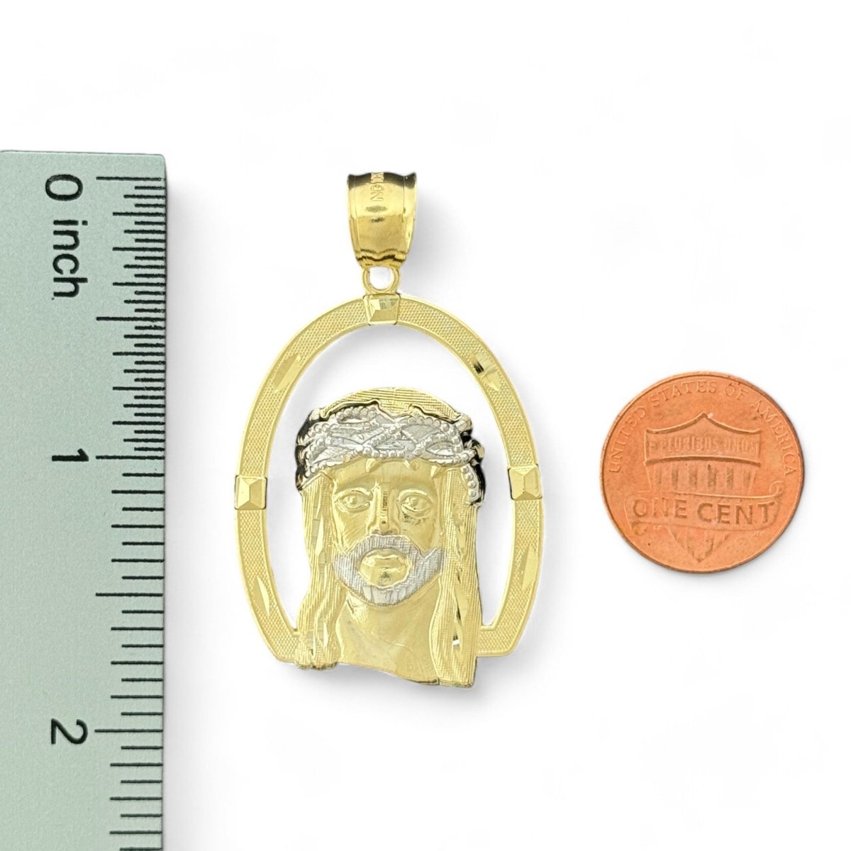 10KT Two - Tone Gold Jesus Pendant with Oval Frame - 4.96 Grm