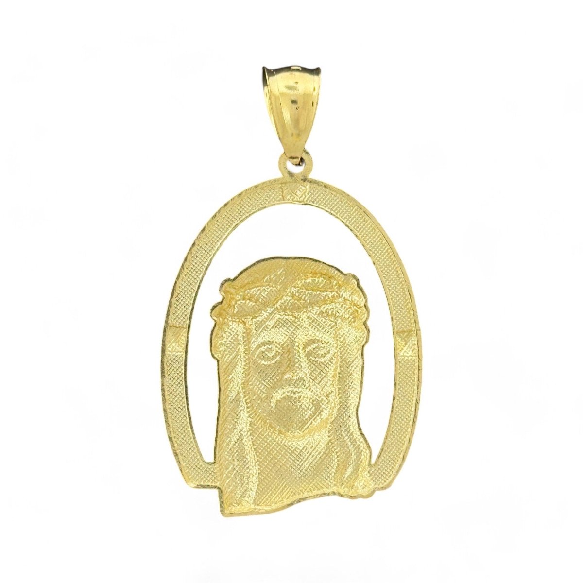 10KT Two - Tone Gold Jesus Pendant with Oval Frame - 4.96 Grm