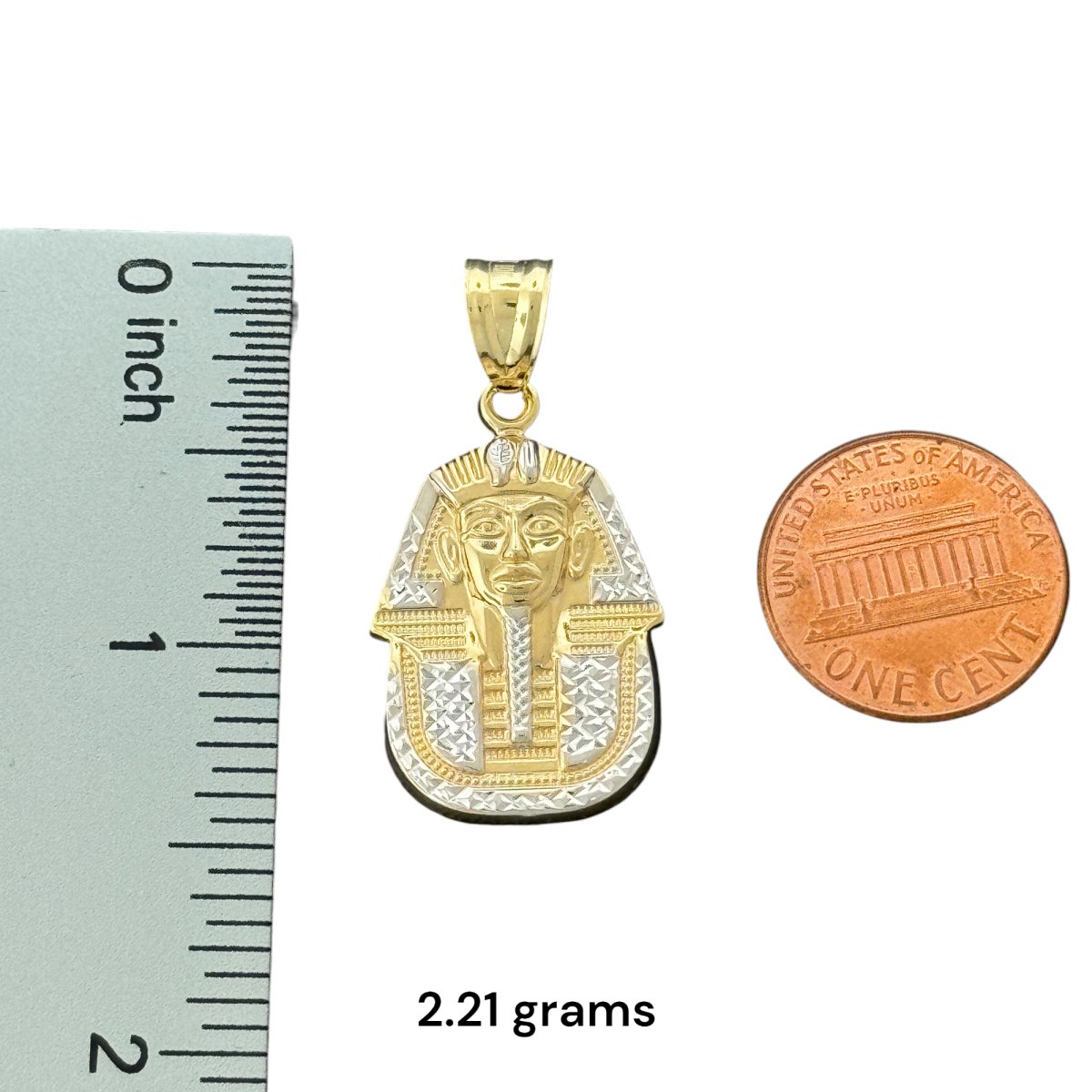 10KT Two Tone Gold Pharaoh Head Pendant