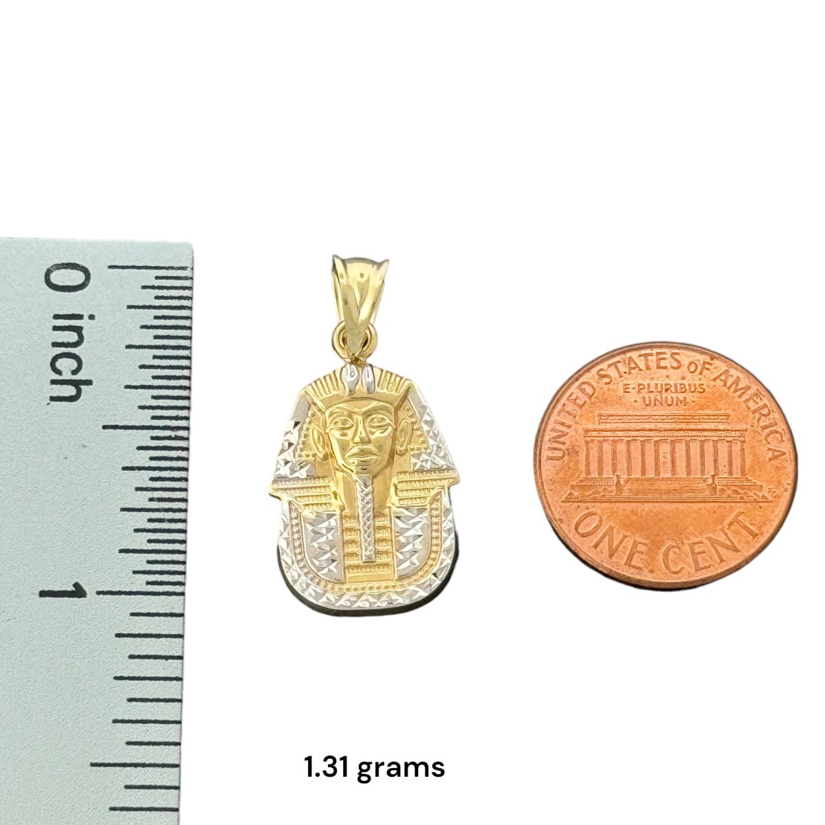 10KT Two Tone Gold Pharaoh Head Pendant