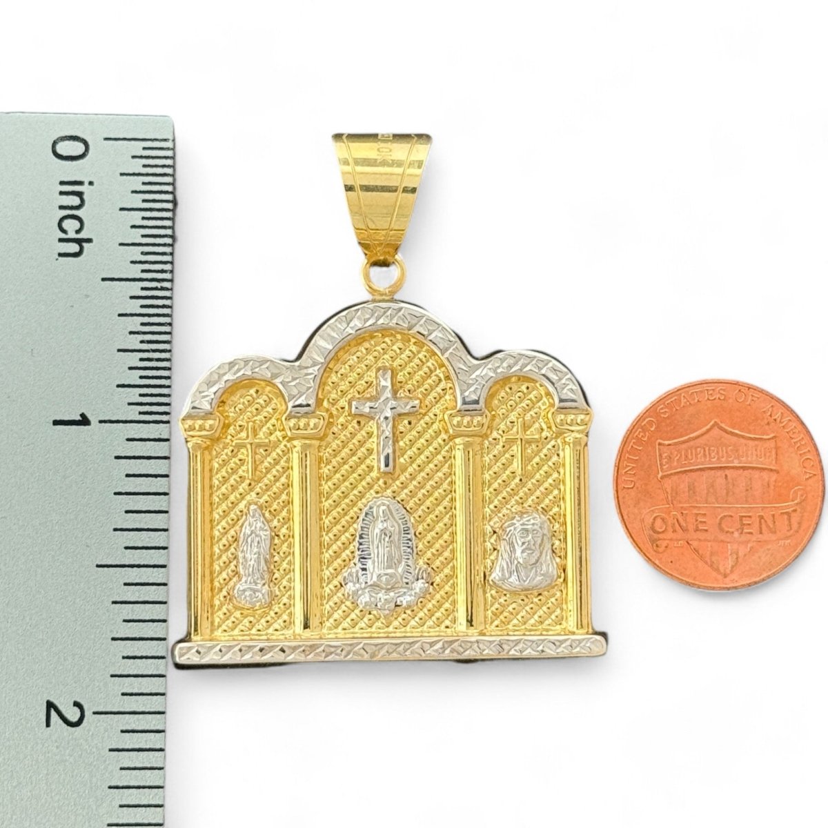 10KT Two Tone Gold Virgin Marry & Jesus Pendant - 6.5 Grm