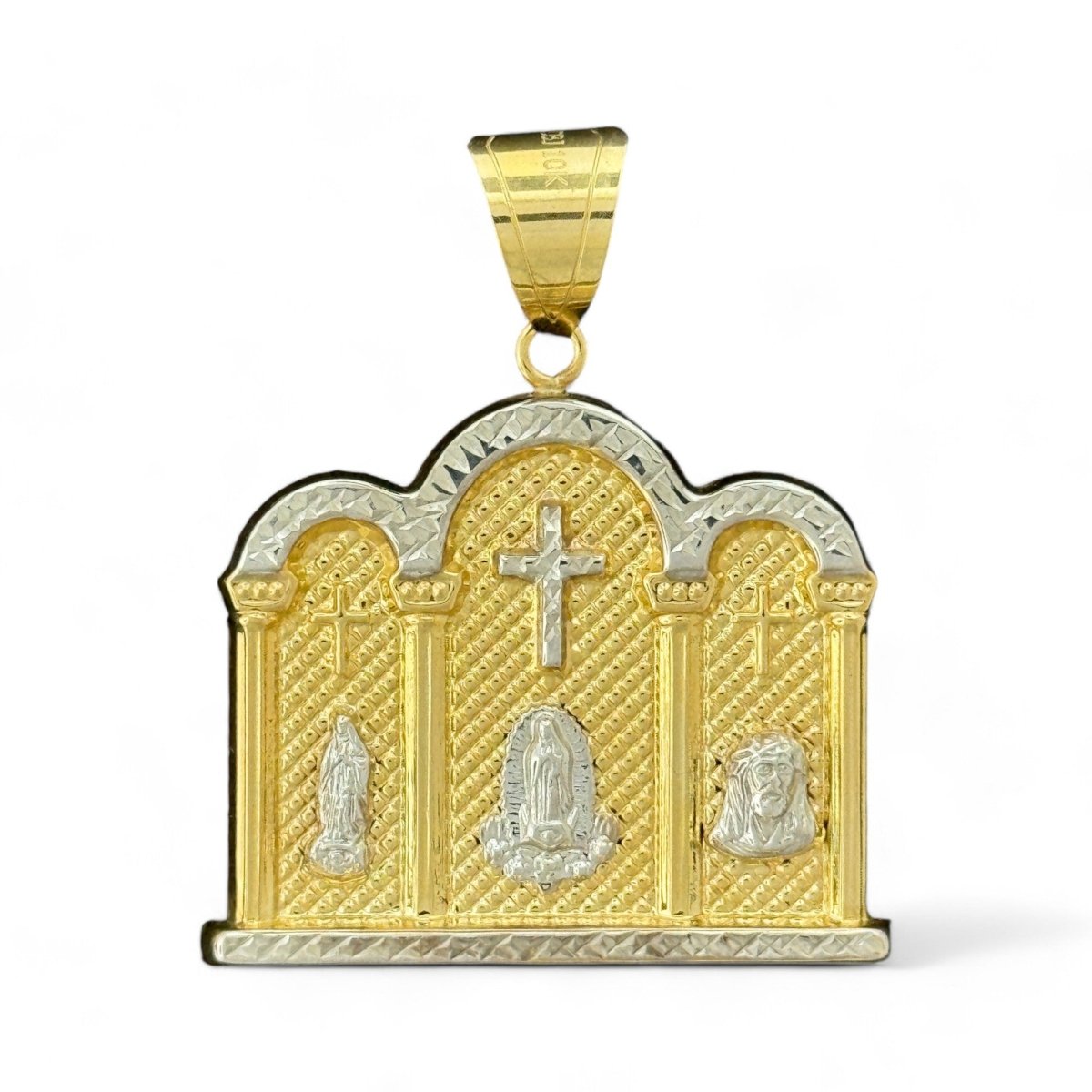10KT Two Tone Gold Virgin Marry & Jesus Pendant - 6.5 Grm