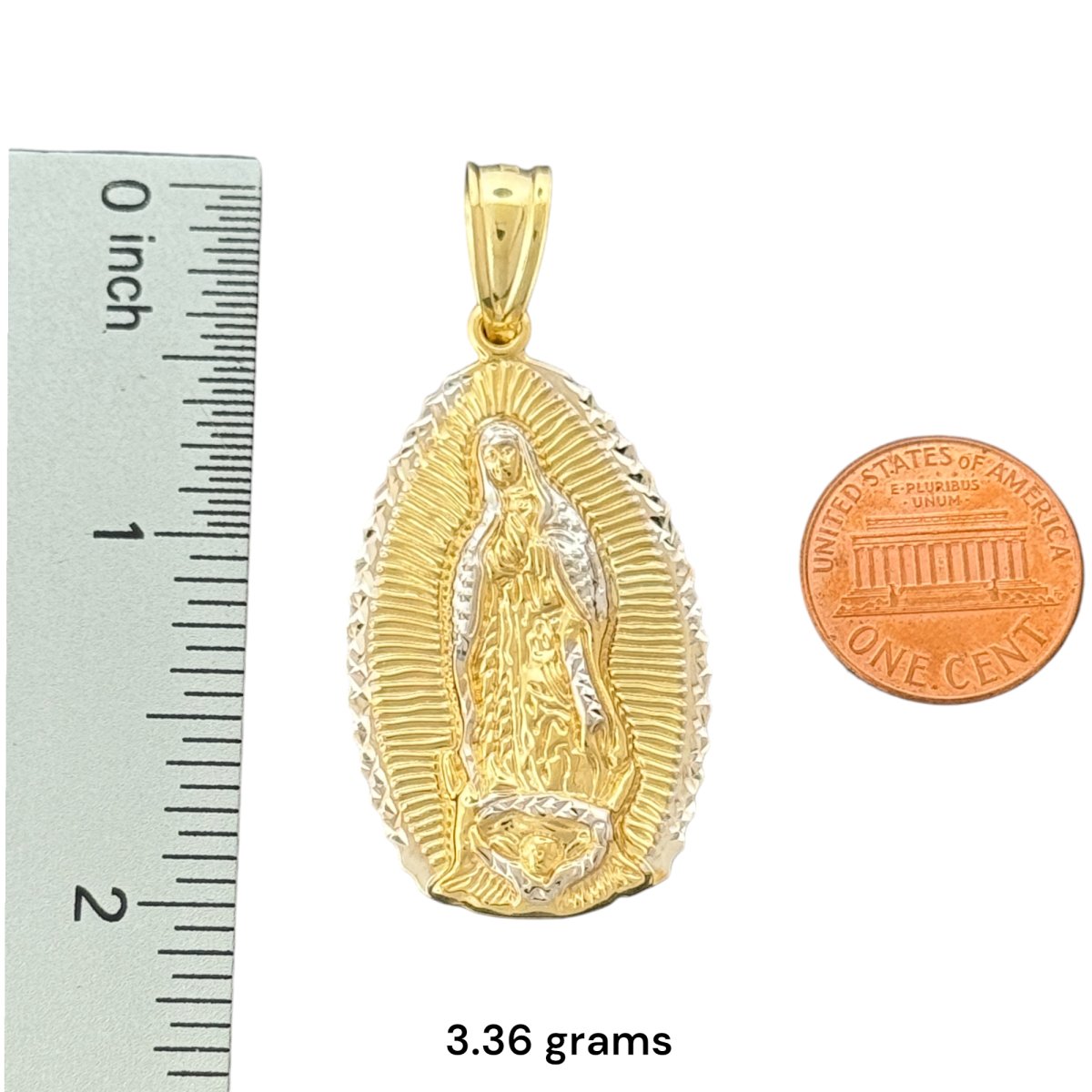 10KT Two Tone Gold Virgin Mary Pendant