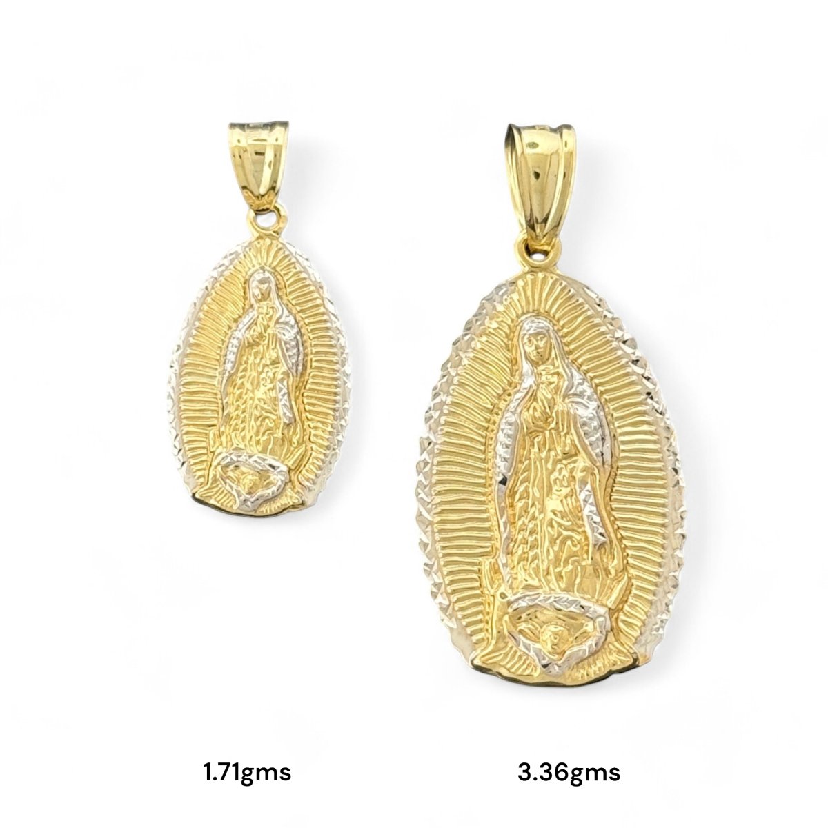 10KT Two Tone Gold Virgin Mary Pendant