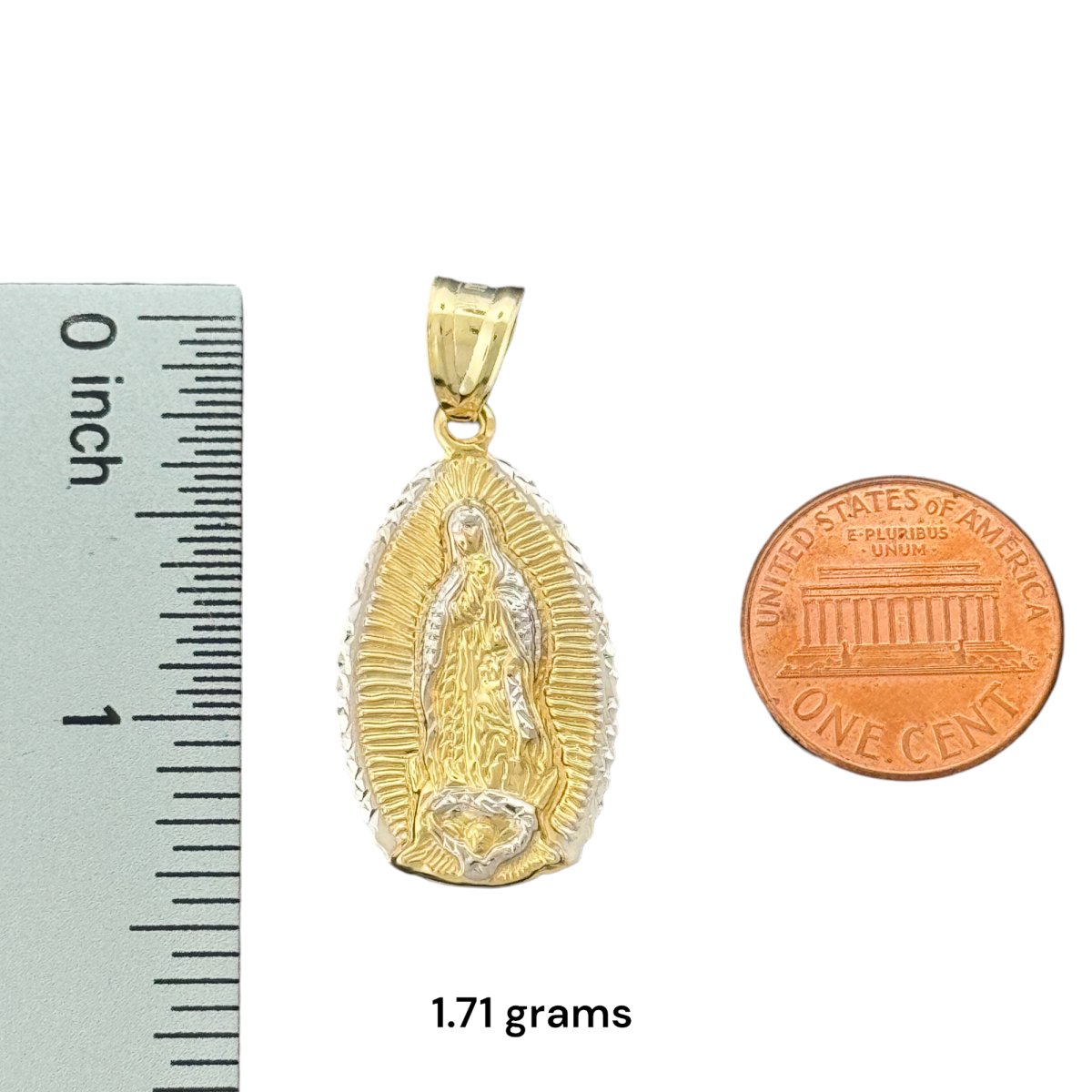 10KT Two Tone Gold Virgin Mary Pendant